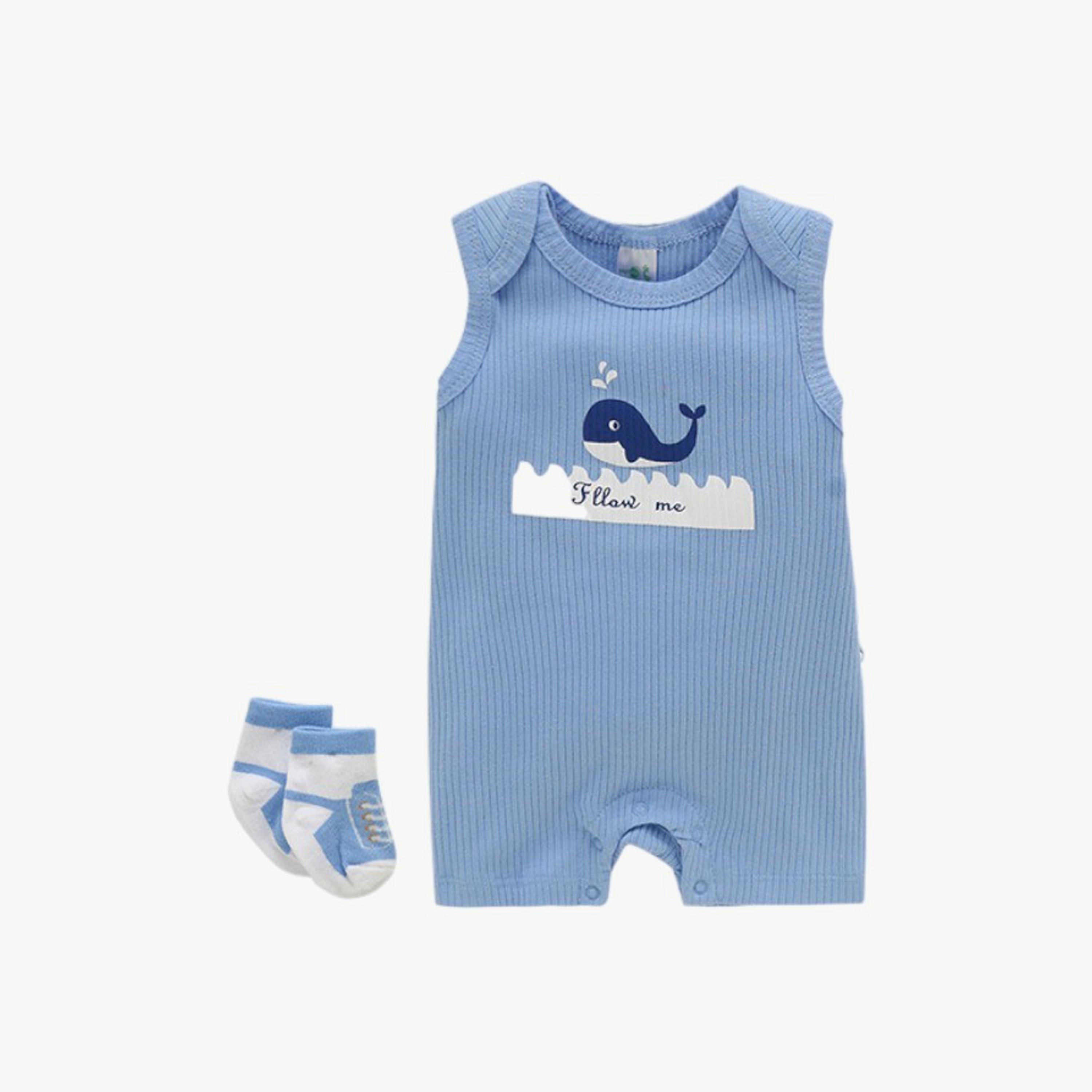 بودي سوت بأكمام قصيرة وطبعة حوت مع زوج من الجوارب قطعتين من بامبيميسي-baby-boys-clothing-multipacks-image-3
