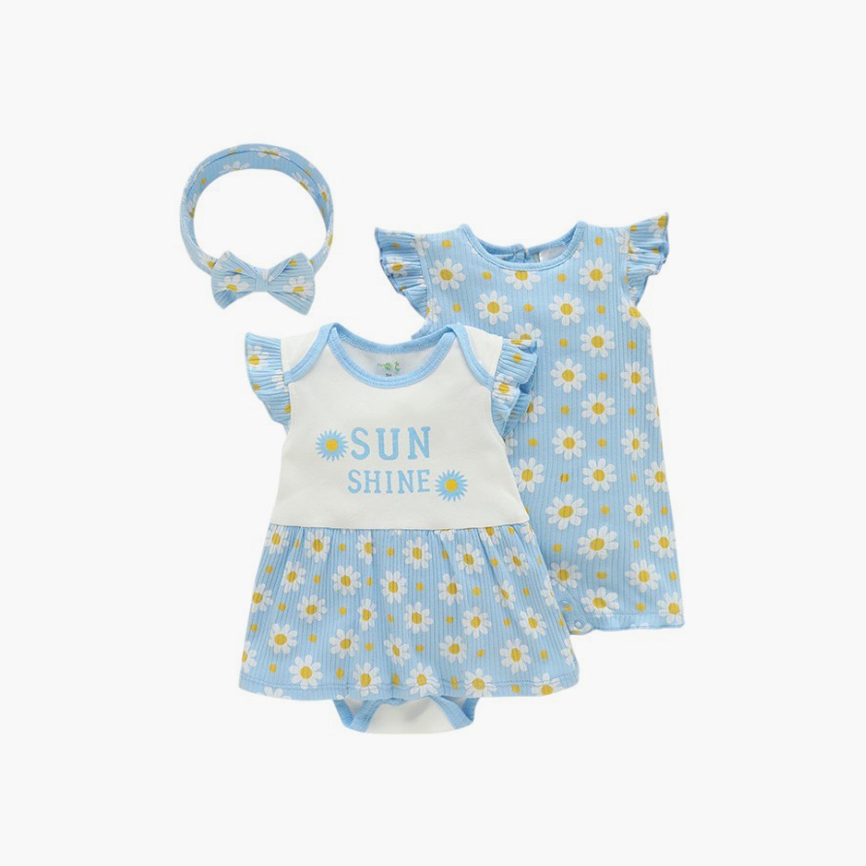 بودي سوت بأكمام كاب وطبعة زهرة الاقحوان مع عصابة رأس قطعتين من بامبيميسي-baby-girls-clothing-dressesandjumpsuits-image-1