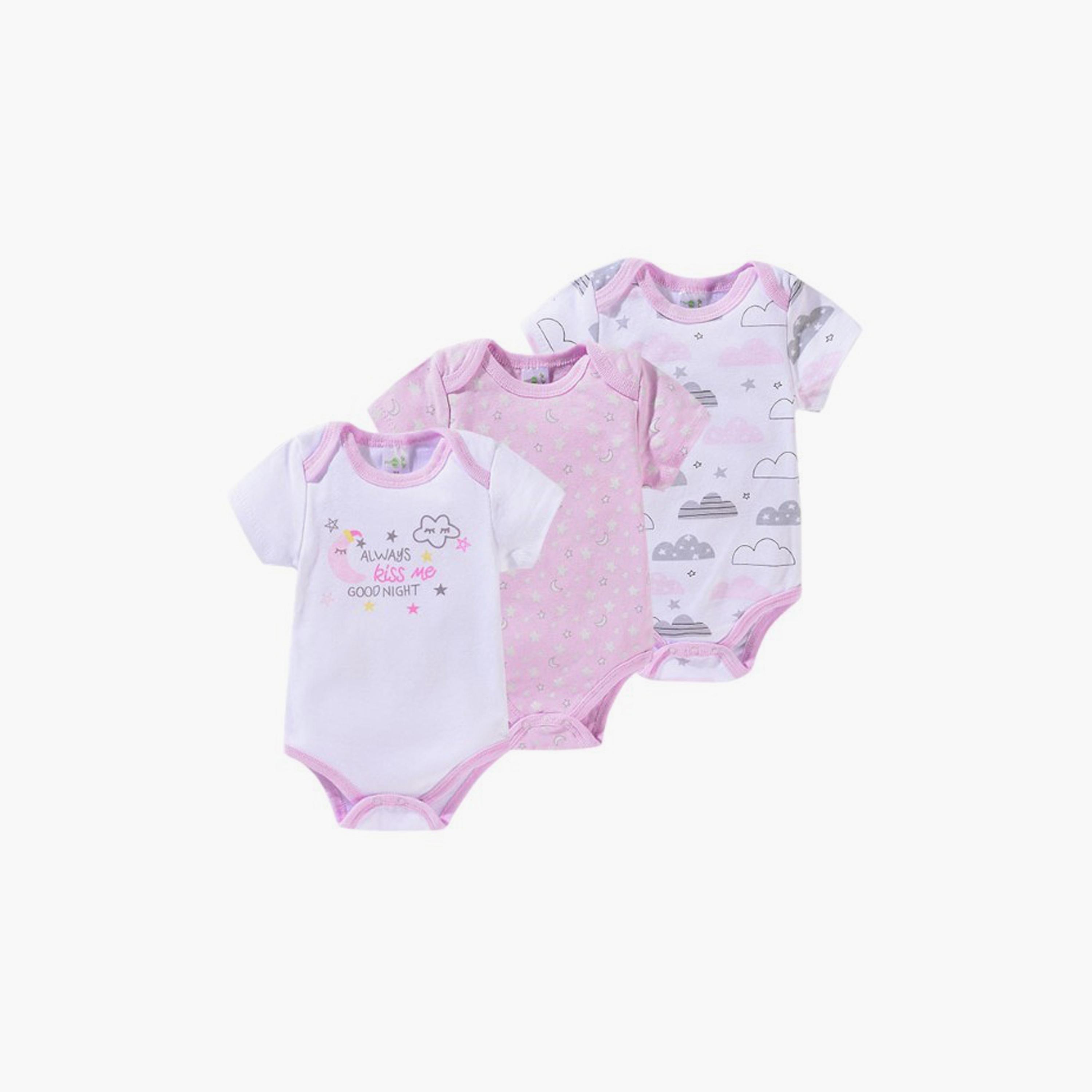 Bambimici 3-Piece Printed Short Sleeves Bodysuits-baby-girls-clothing-multipacks-image-1