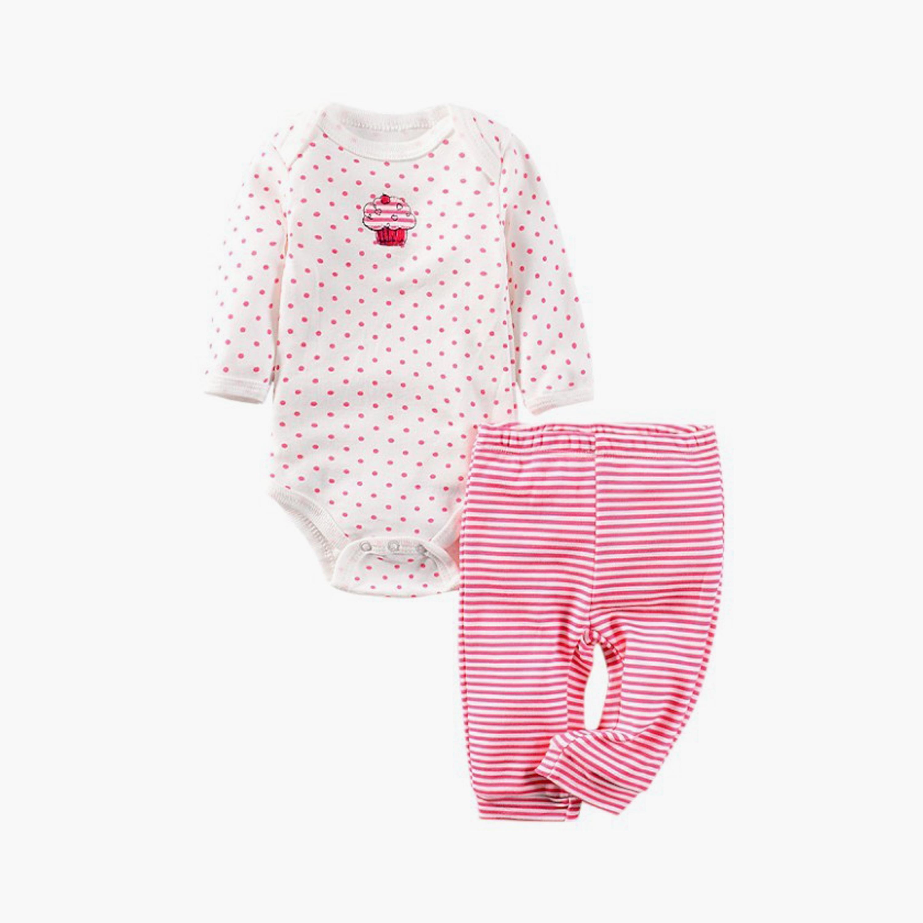 Bambimici 3-Piece Cupcake Printed Bodysuit Set-baby-girls-clothing-setsandcoords-image-2
