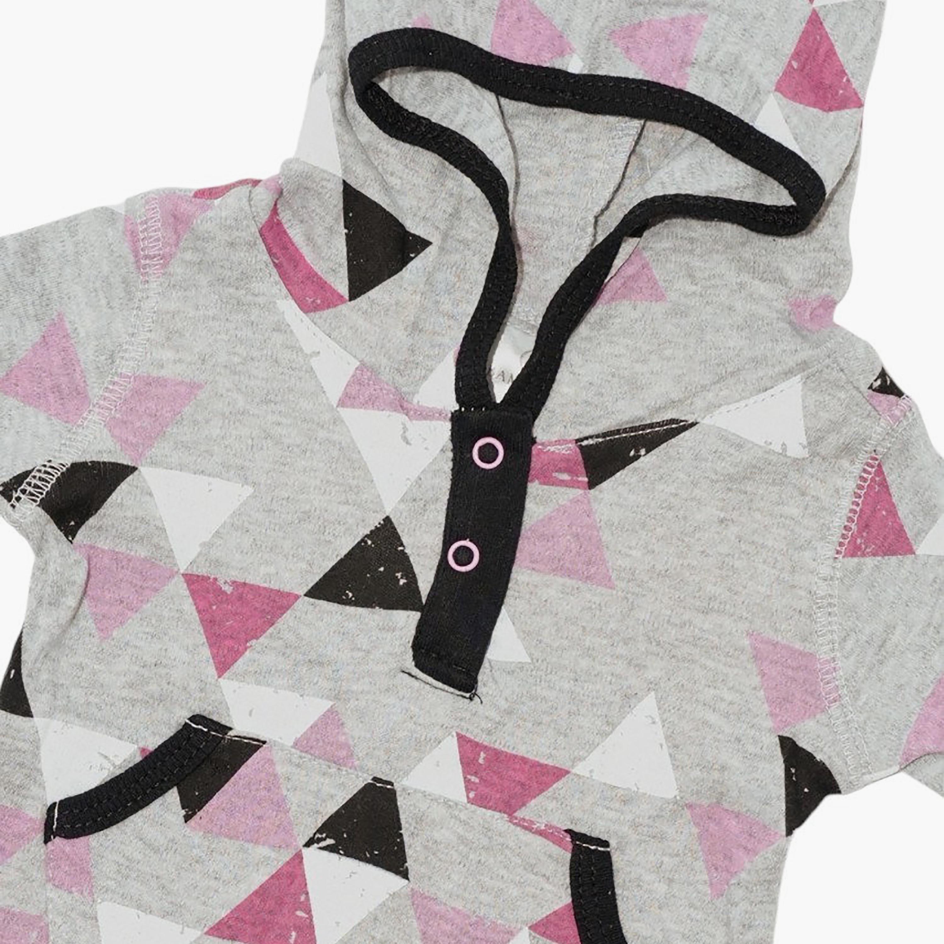 بودي سوت "هودد" بغطاء رأس وطبعة مثلثات بأكمام طويلة من بامبيميتشي-baby-girls-clothing-bodysuits-image-3