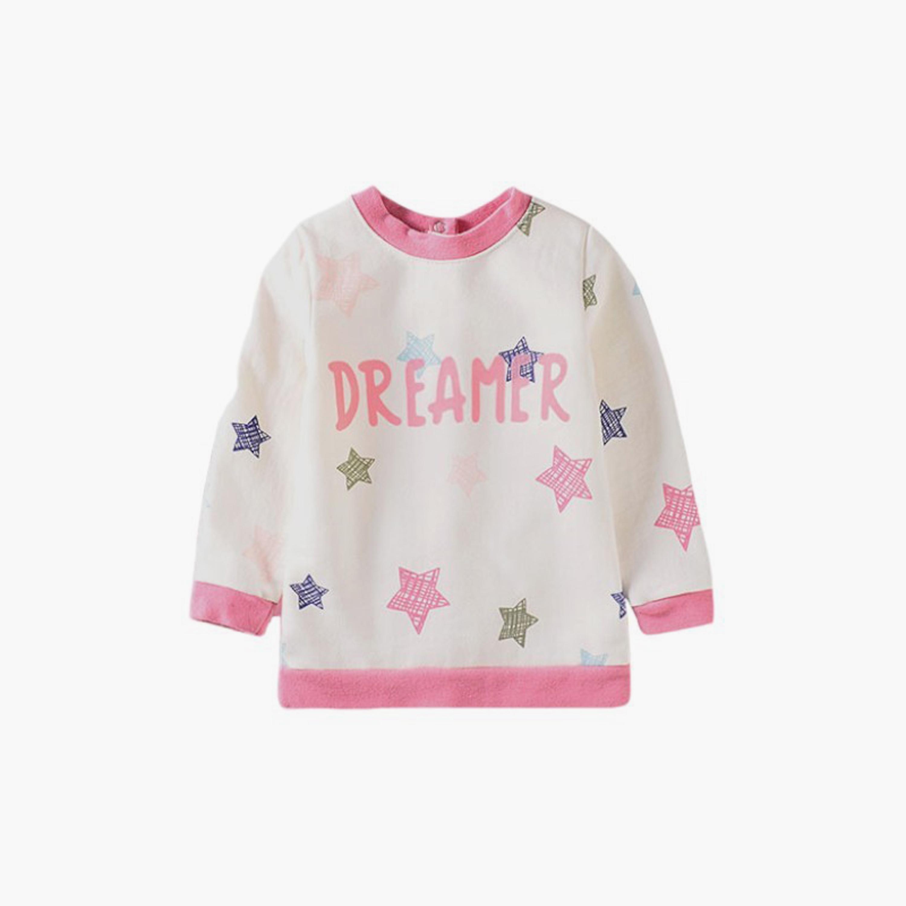 Bambimici 2-Piece Star Printed Long Sleeves T-Shirt with Pyjama-baby-girls-clothing-nightwear-pyjamasets-image-2