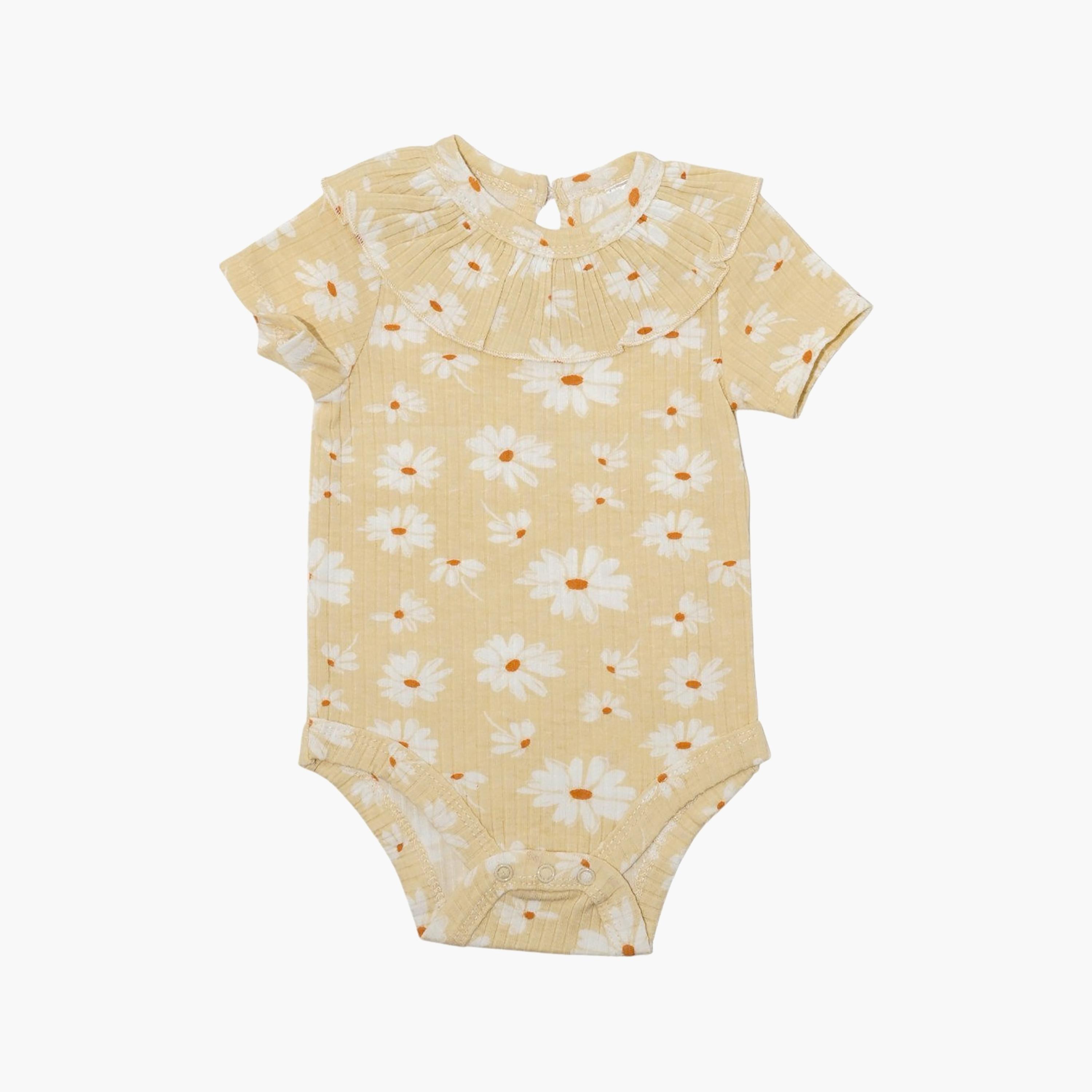 Bambimici Short Sleeve Daisy Flower Printed Bodysuit-baby-girls-clothing-bodysuits-image-1