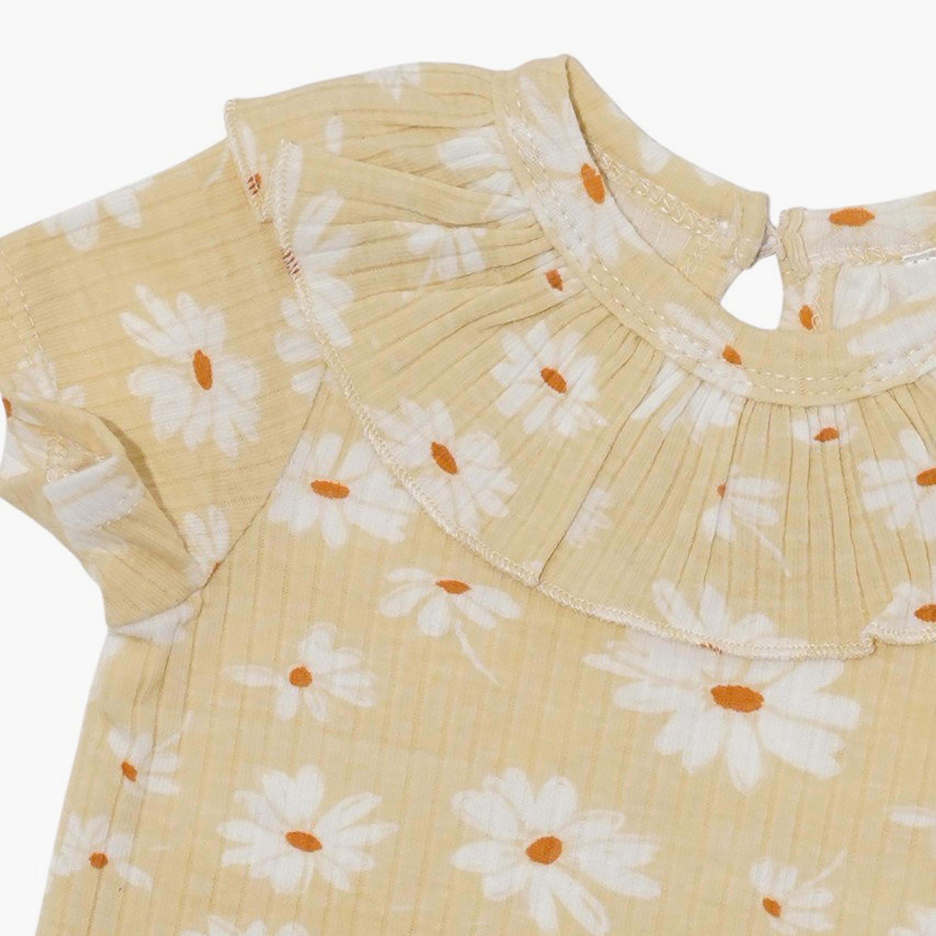 Bambimici Short Sleeve Daisy Flower Printed Bodysuit-baby-girls-clothing-bodysuits-image-4