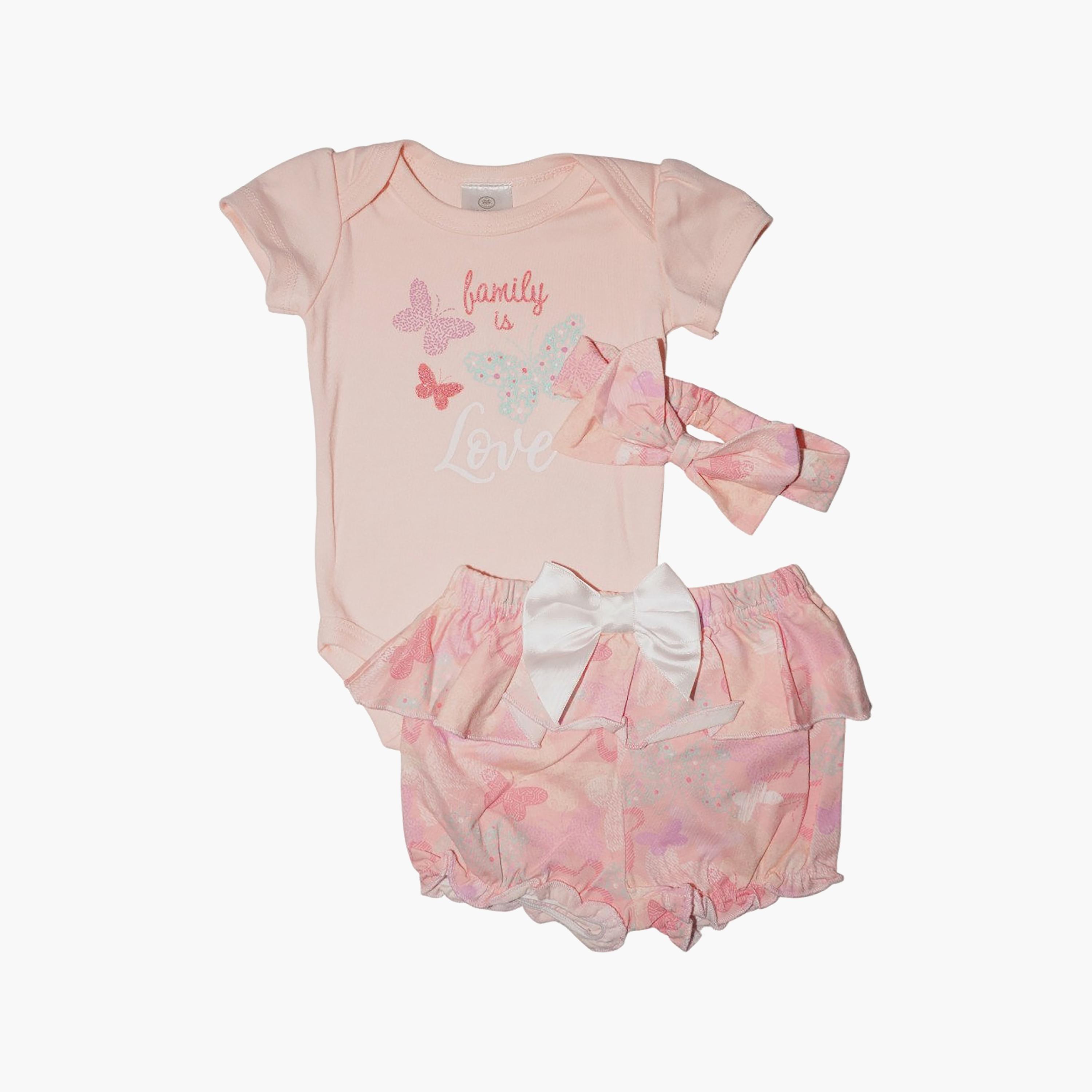 Bambimici Short Sleeve Butterfly Printed Bodysuit & Shorts with Headband Set-baby-girls-clothing-bodysuits-image-1