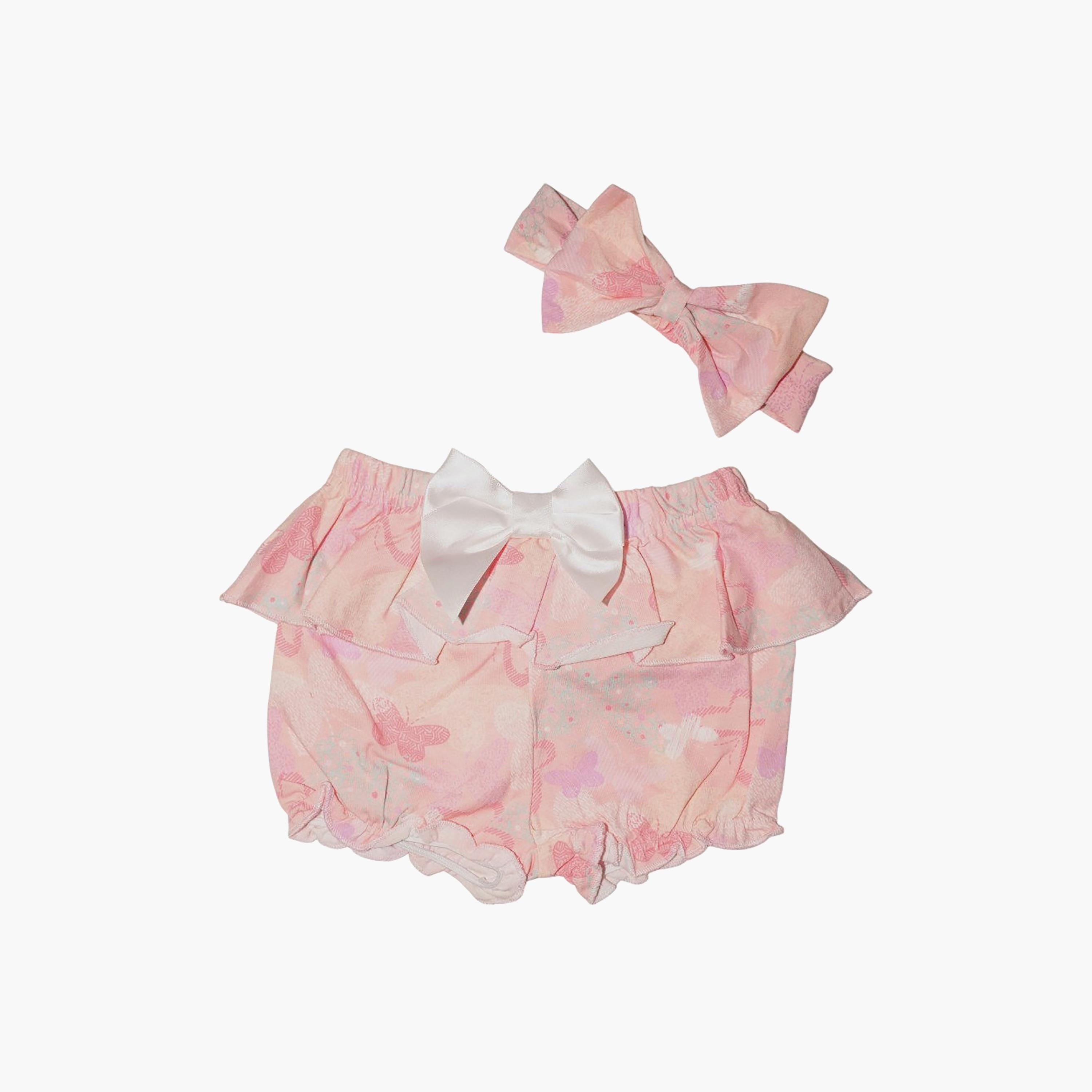 Bambimici Short Sleeve Butterfly Printed Bodysuit & Shorts with Headband Set-baby-girls-clothing-bodysuits-image-3