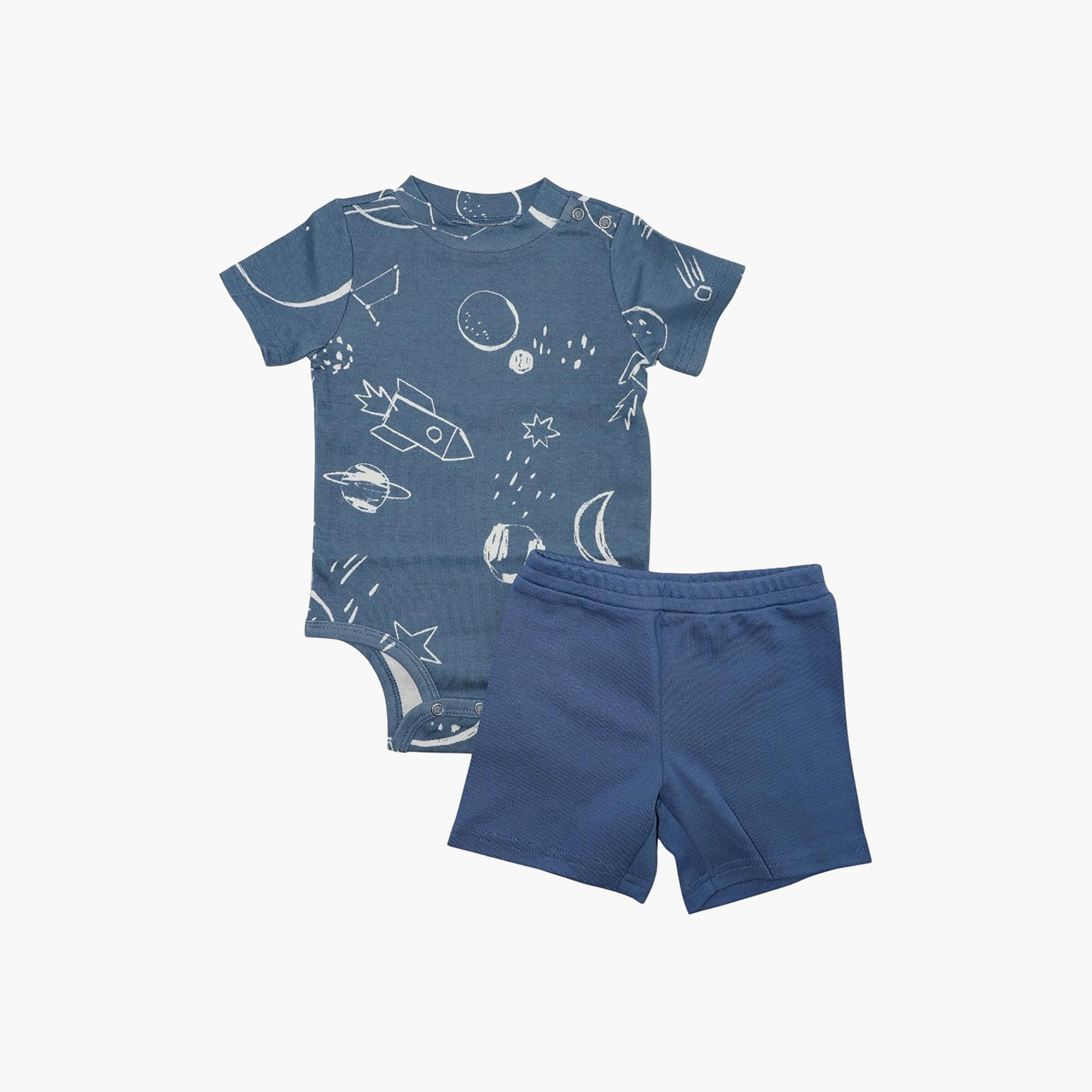 Bambimici 2-Piece Short Sleeves Space Explorer Bodysuits & Shorts Set-boys-clothing-setsandcoords-image-1