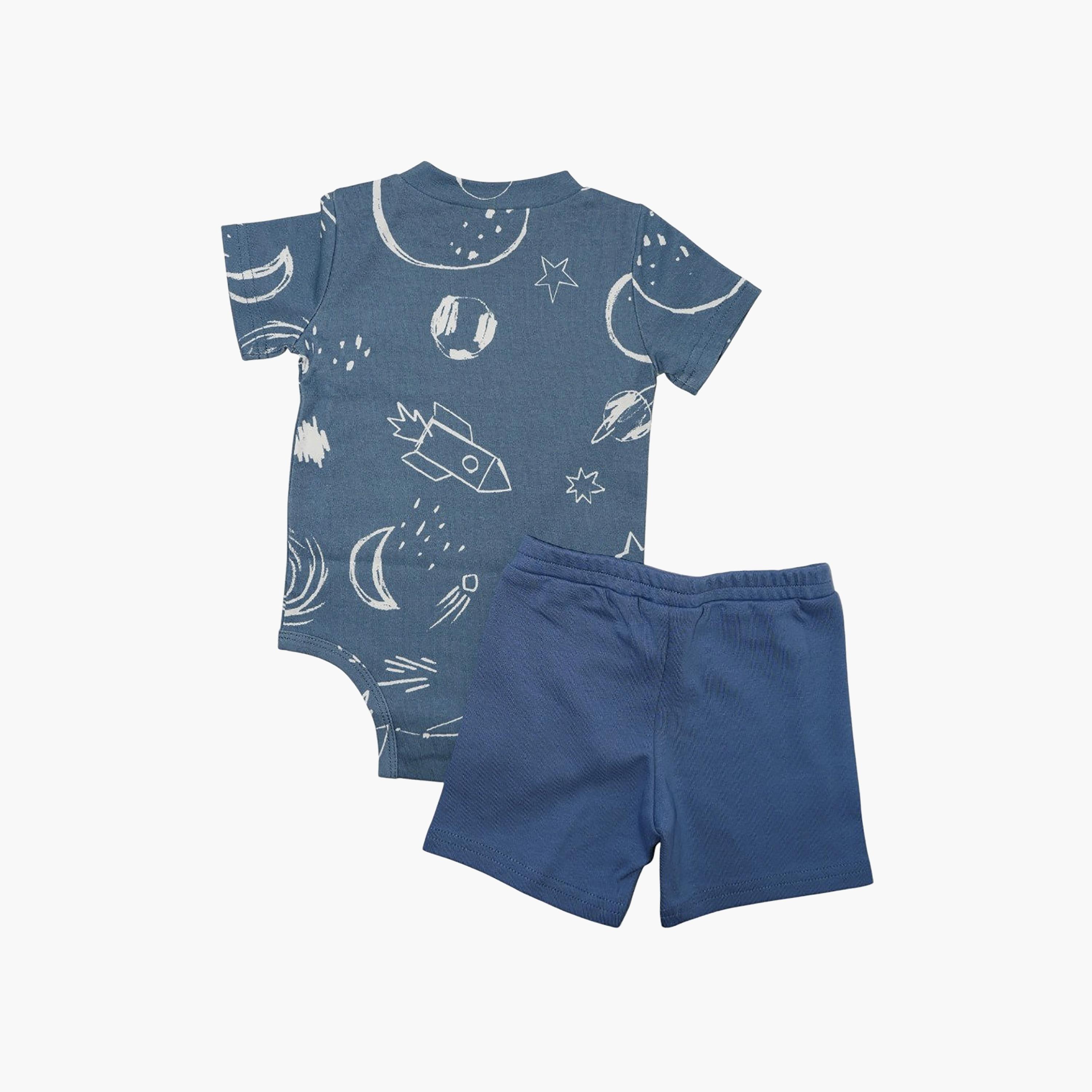Bambimici 2-Piece Short Sleeves Space Explorer Bodysuits & Shorts Set-boys-clothing-setsandcoords-image-2