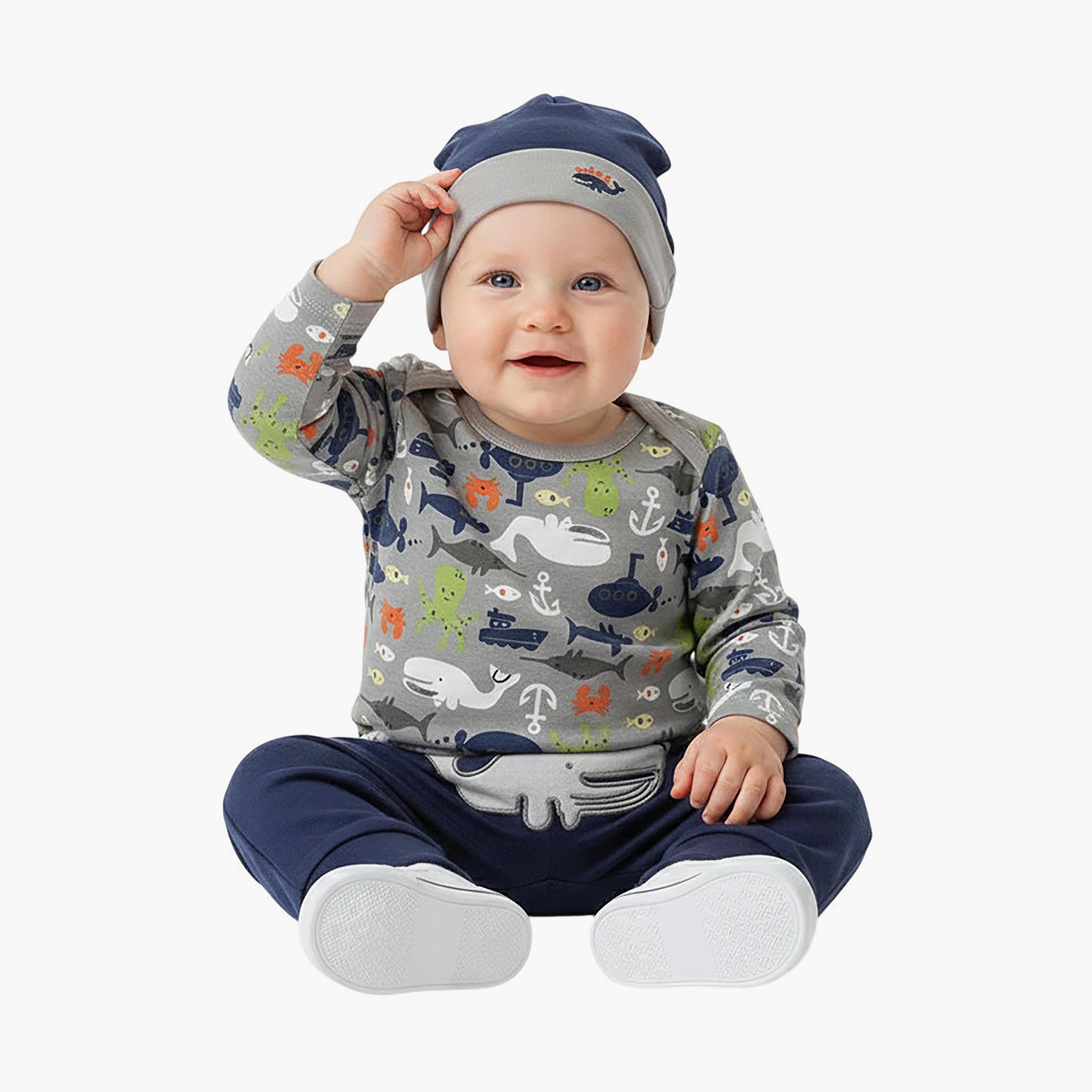 طقم بودي سويت وبنطلون جوجر مع قبعة وجوارب بأكمام طويلة من بامبيميتشي-baby-boys-clothing-setsandcoords-image-1