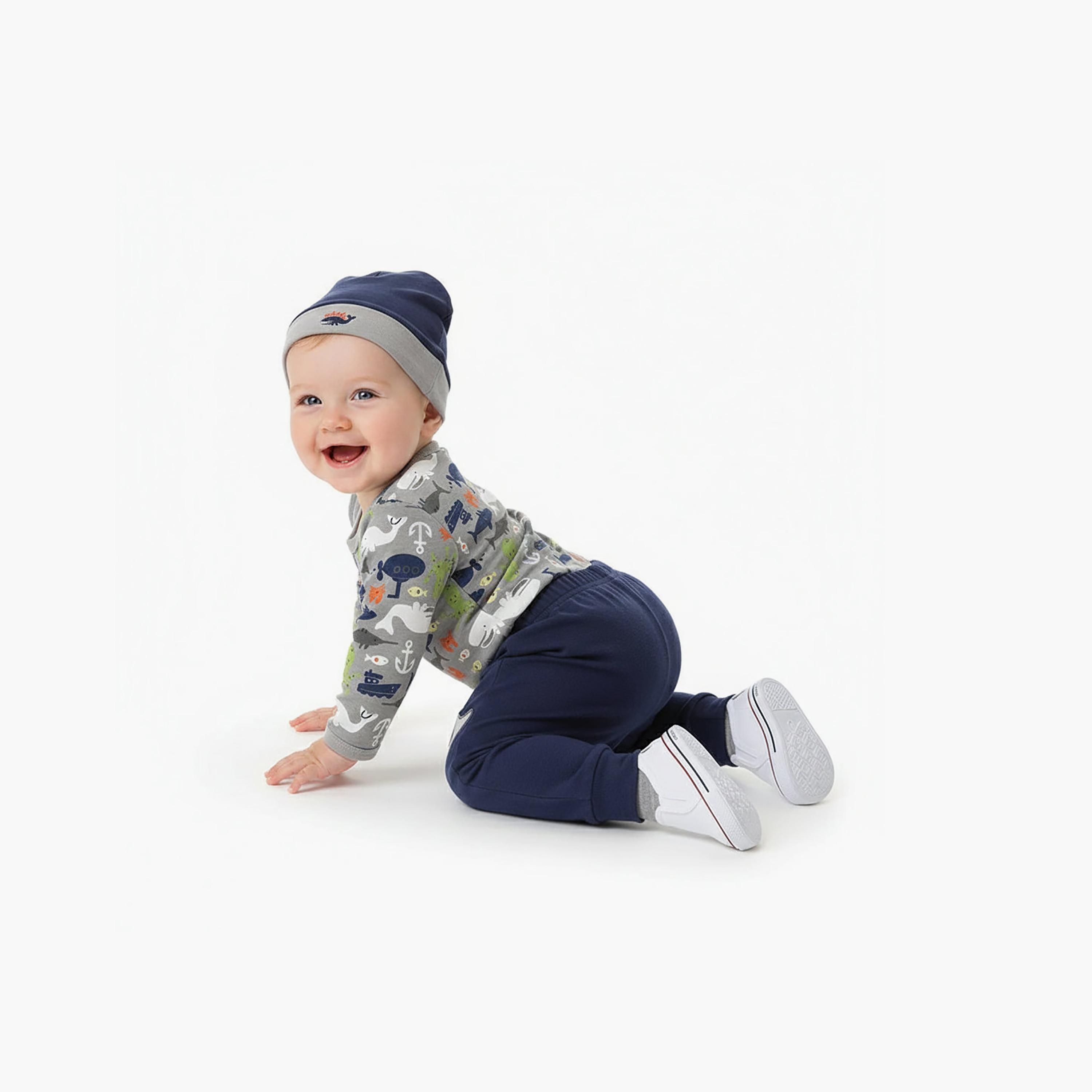 طقم بودي سويت وبنطلون جوجر مع قبعة وجوارب بأكمام طويلة من بامبيميتشي-baby-boys-clothing-setsandcoords-image-2