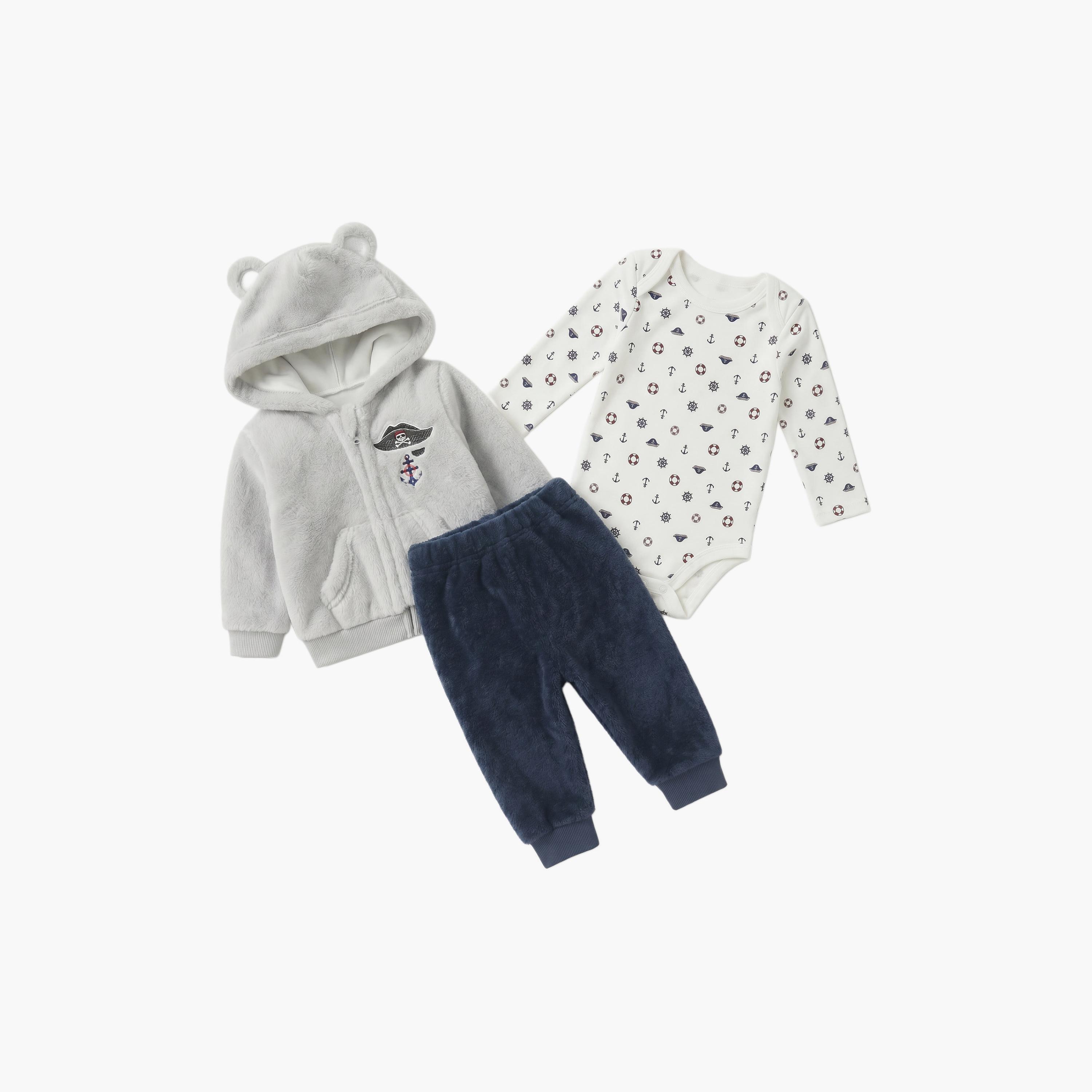 طقم هودي وبنطلون جوجر مع بودي سويت بأكمام طويلة من بامبيميتشي-baby-boys-clothing-setsandcoords-image-2