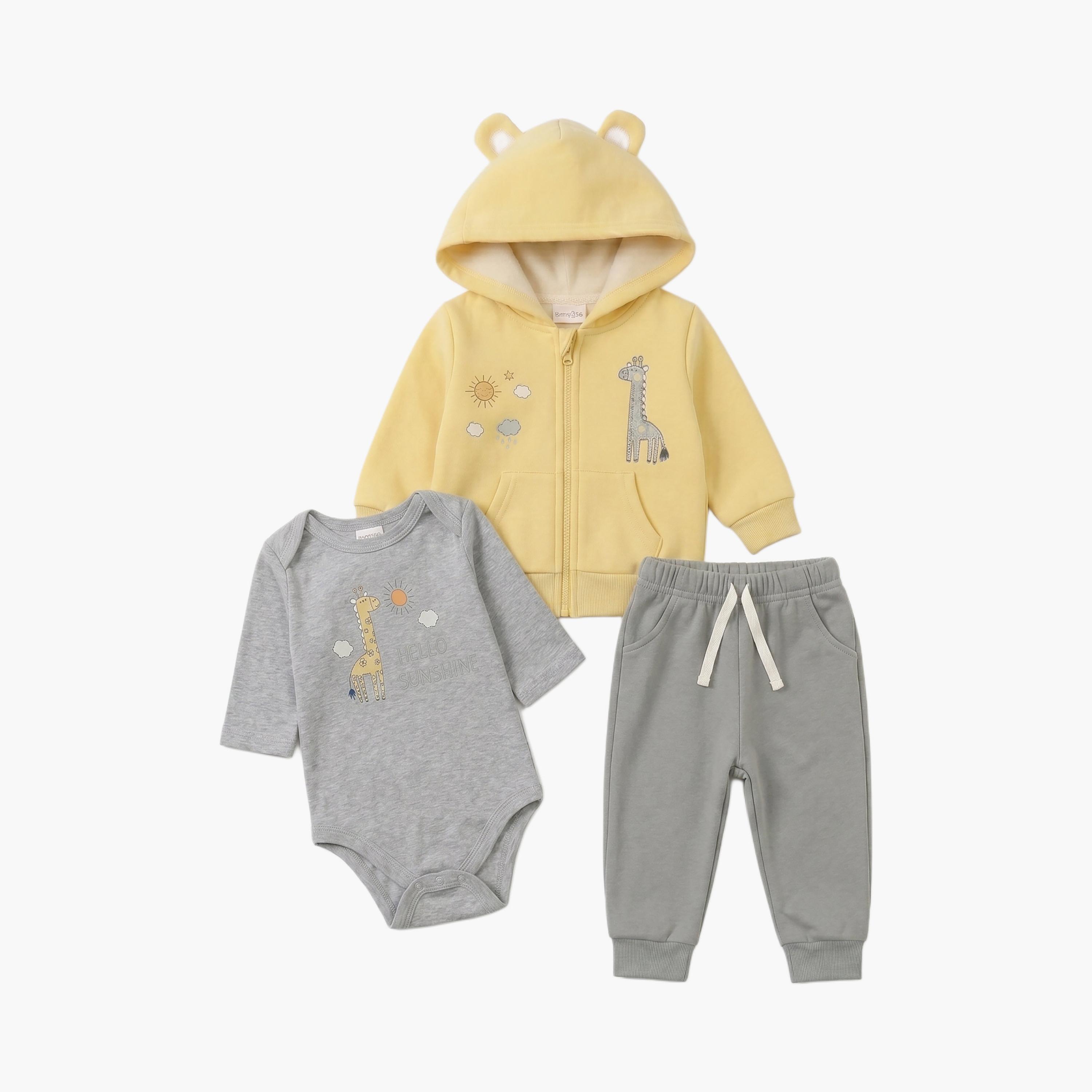 طقم هودي وبنطلون جوجر مع بودي سويت بأكمام طويلة من بامبيميتشي-baby-boys-clothing-setsandcoords-image-2