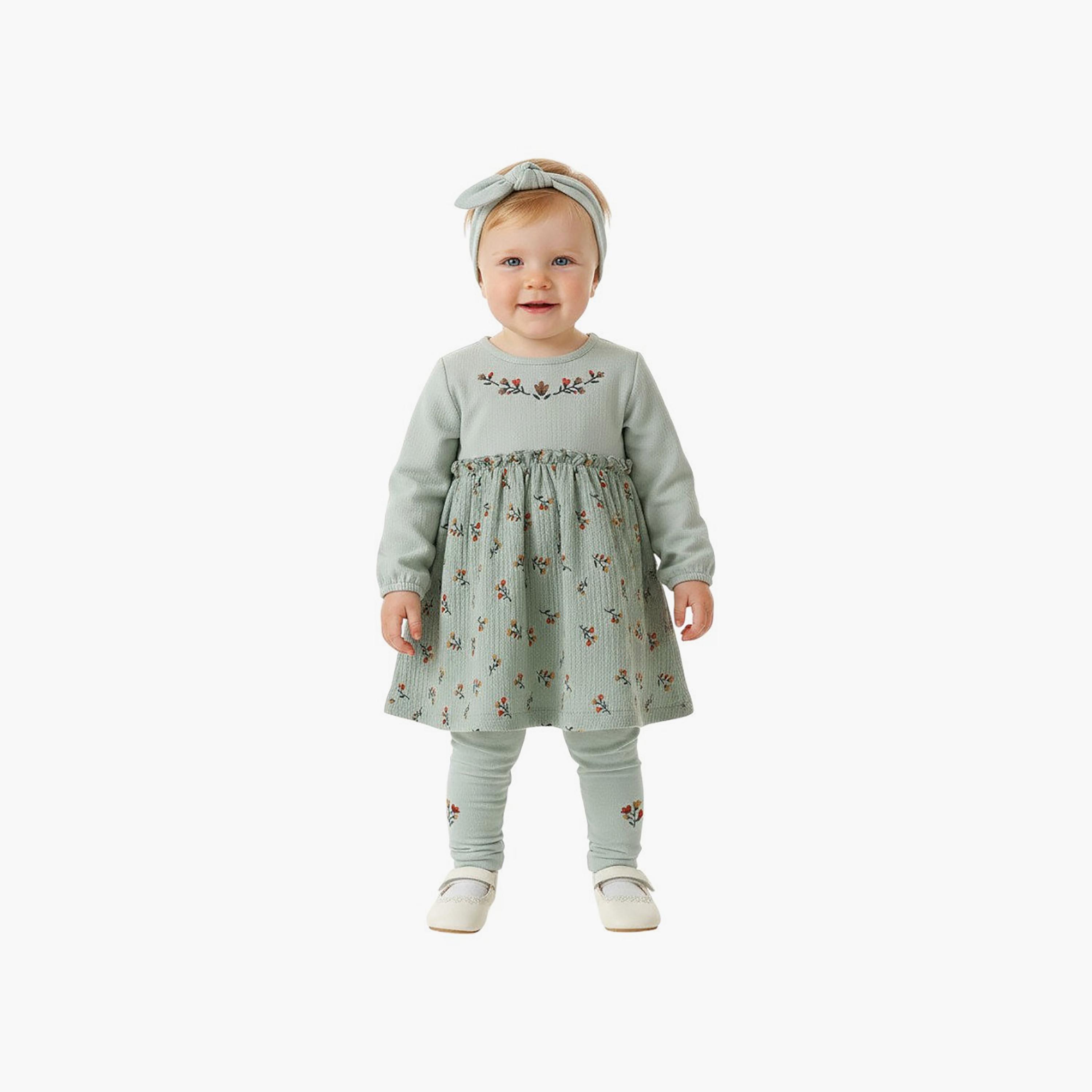 طقم فستان وكولون مع عصابة رأس بأكمام طويلة من بامبيميتشي-baby-girls-clothing-setsandcoords-image-1