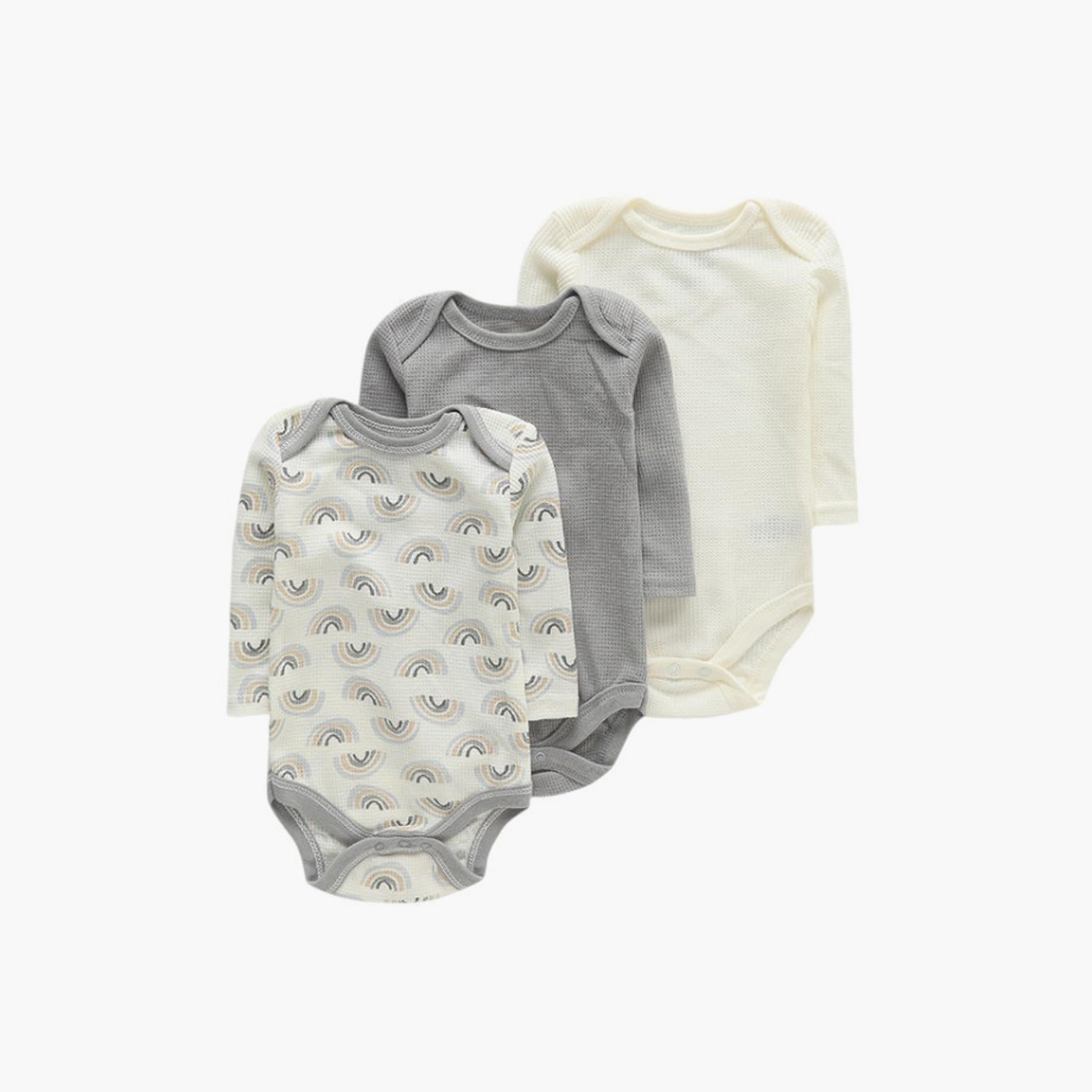 Bambimici 3-Piece Rainbow Printed Long Sleeves Bodysuits-baby-girls-clothing-multipacks-image-1