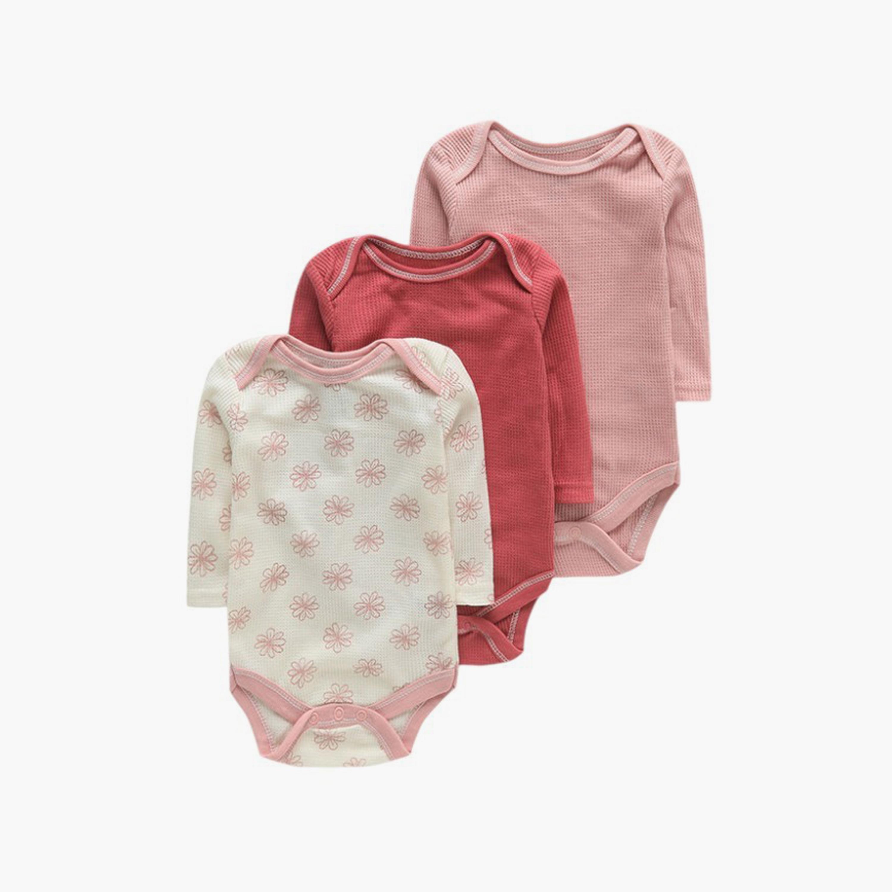 Bambimici 3-Piece Floral Printed Long Sleeves Bodysuits-baby-girls-clothing-multipacks-image-1