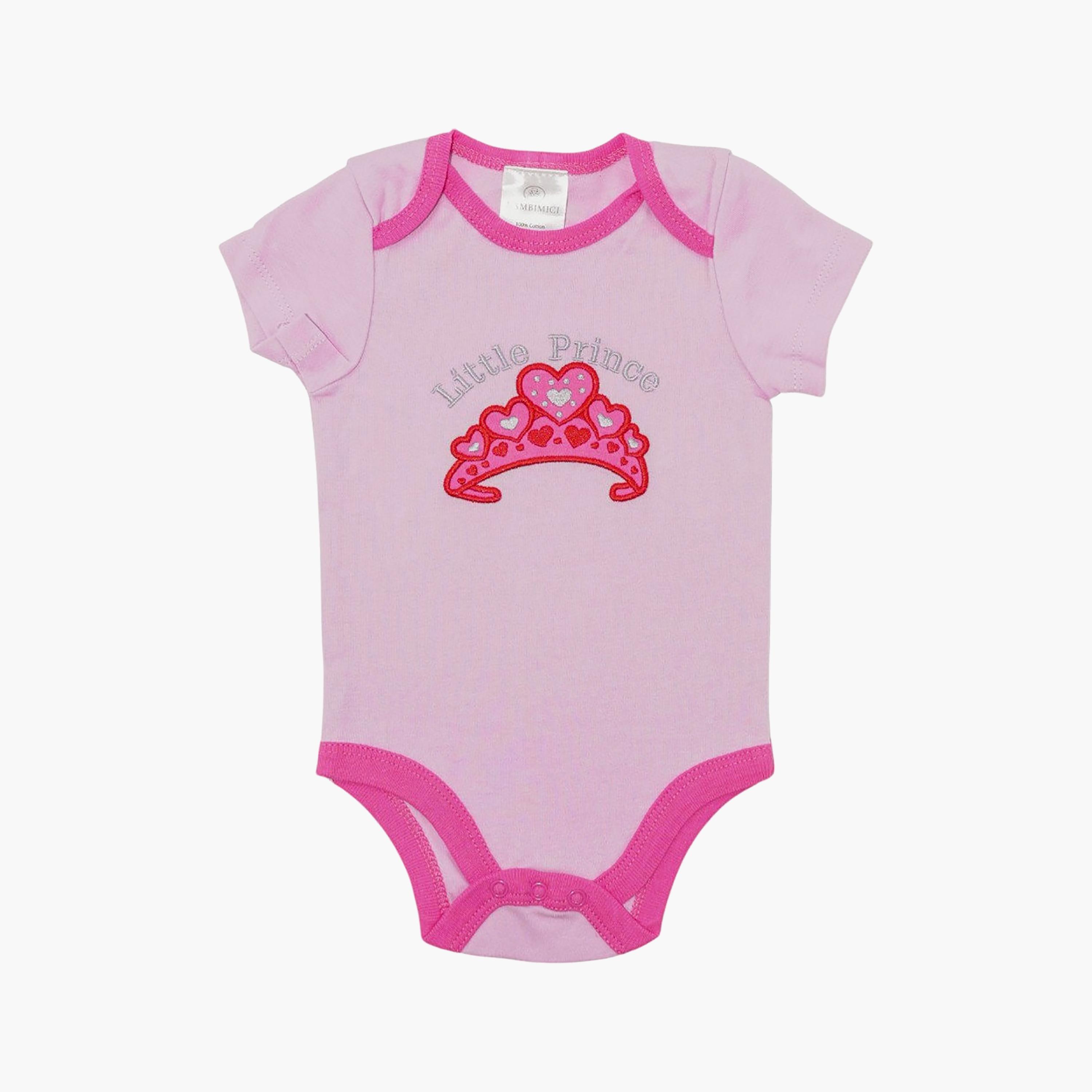Bambimici 2-Piece Short Sleeves Crown Embroidered Bodysuits & Joggers Set-baby-girls-clothing-setsandcoords-image-3