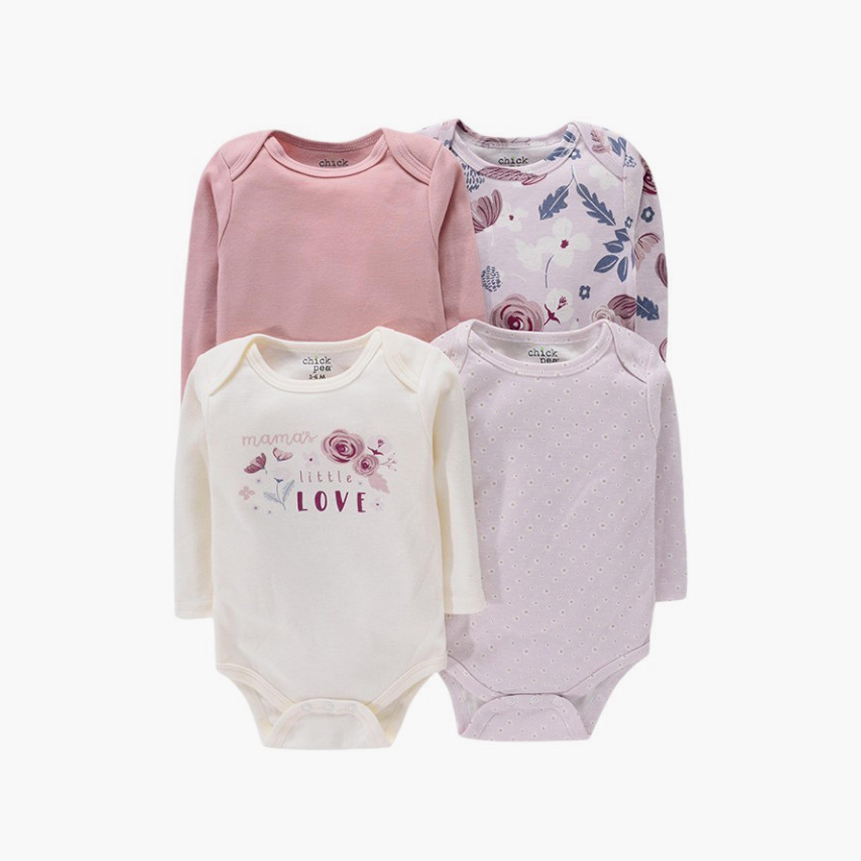 Bambimici 4-Piece Printed Long Sleeves Bodysuits-baby-girls-clothing-bodysuits-image-1