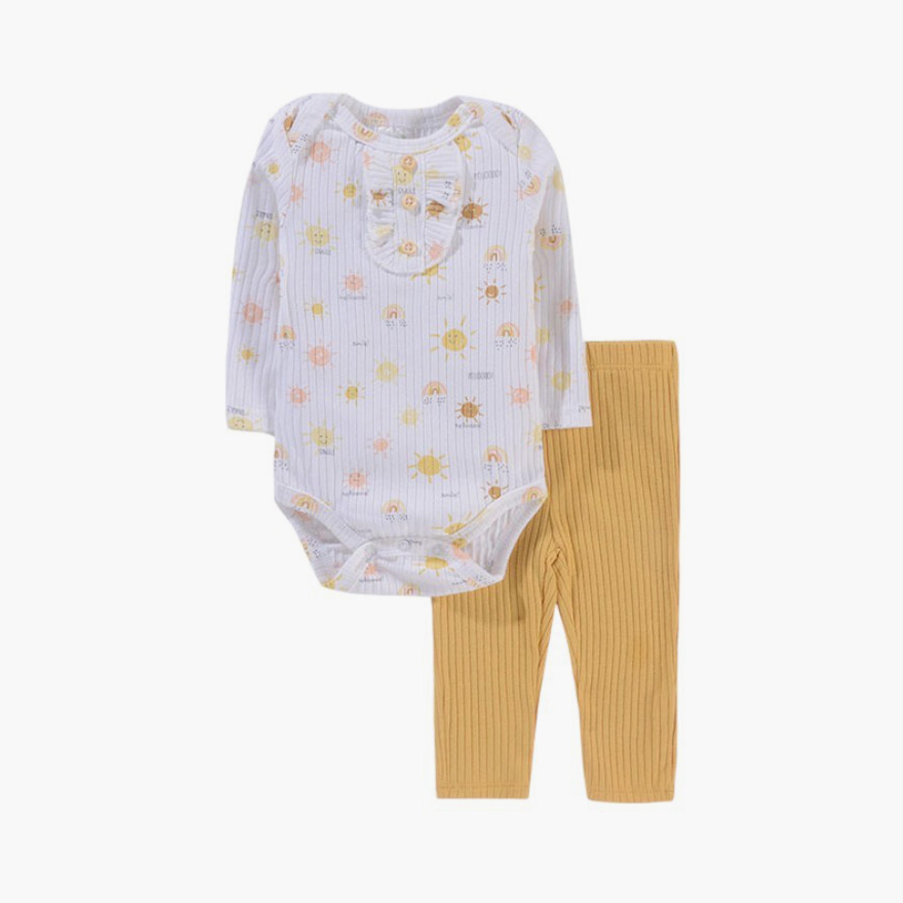مجموعة بودي سوت أنايا 3 قطع بطبعة شمس وأكمام طويلة من بامبيميسي-baby-girls-clothing-setsandcoords-image-2