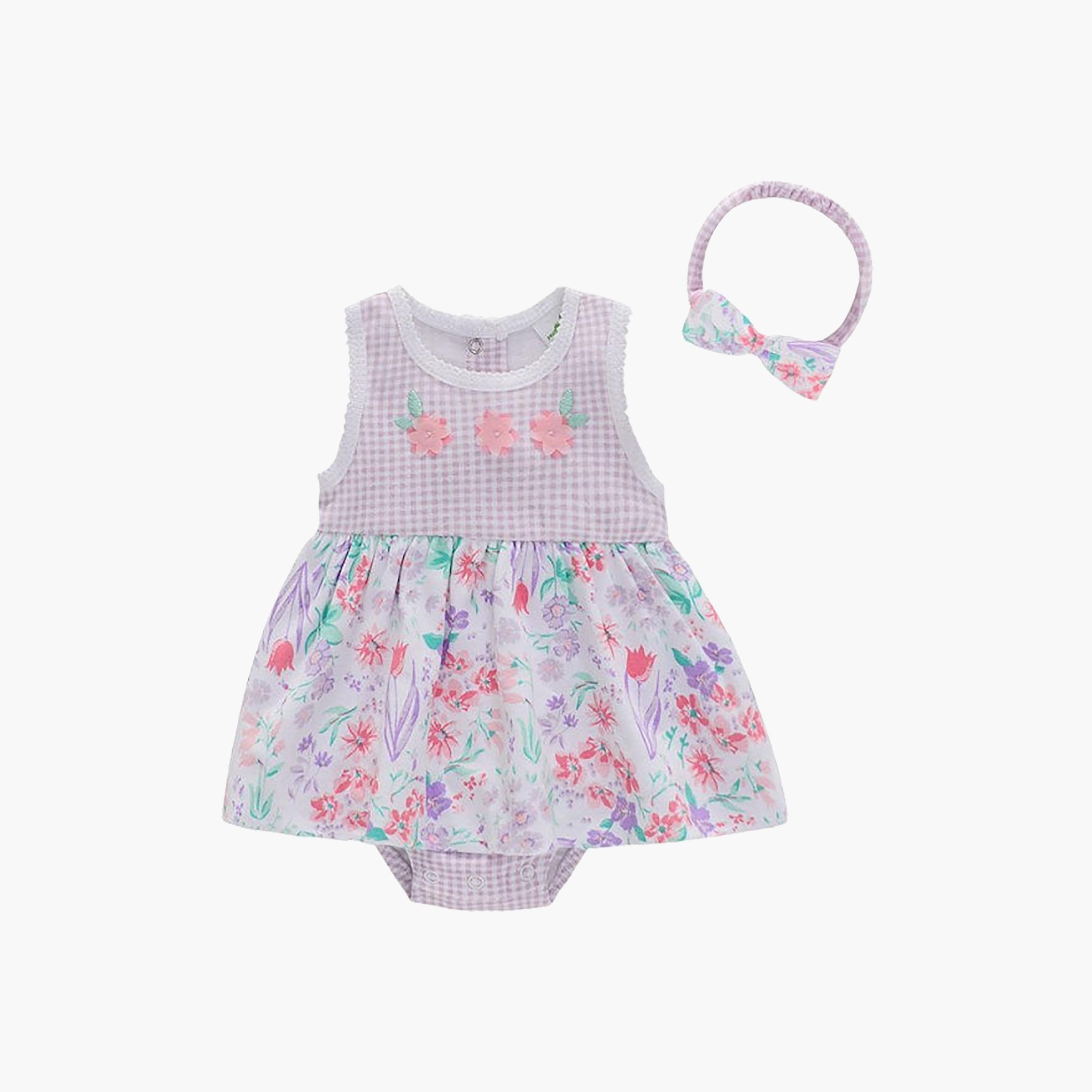 طقم بودي سوت "أمايا" بطبعة "فلورال" وعصابة رأس بفيونكة بدون أكمام من بامبيميتشي-baby-girls-clothing-bodysuits-image-1