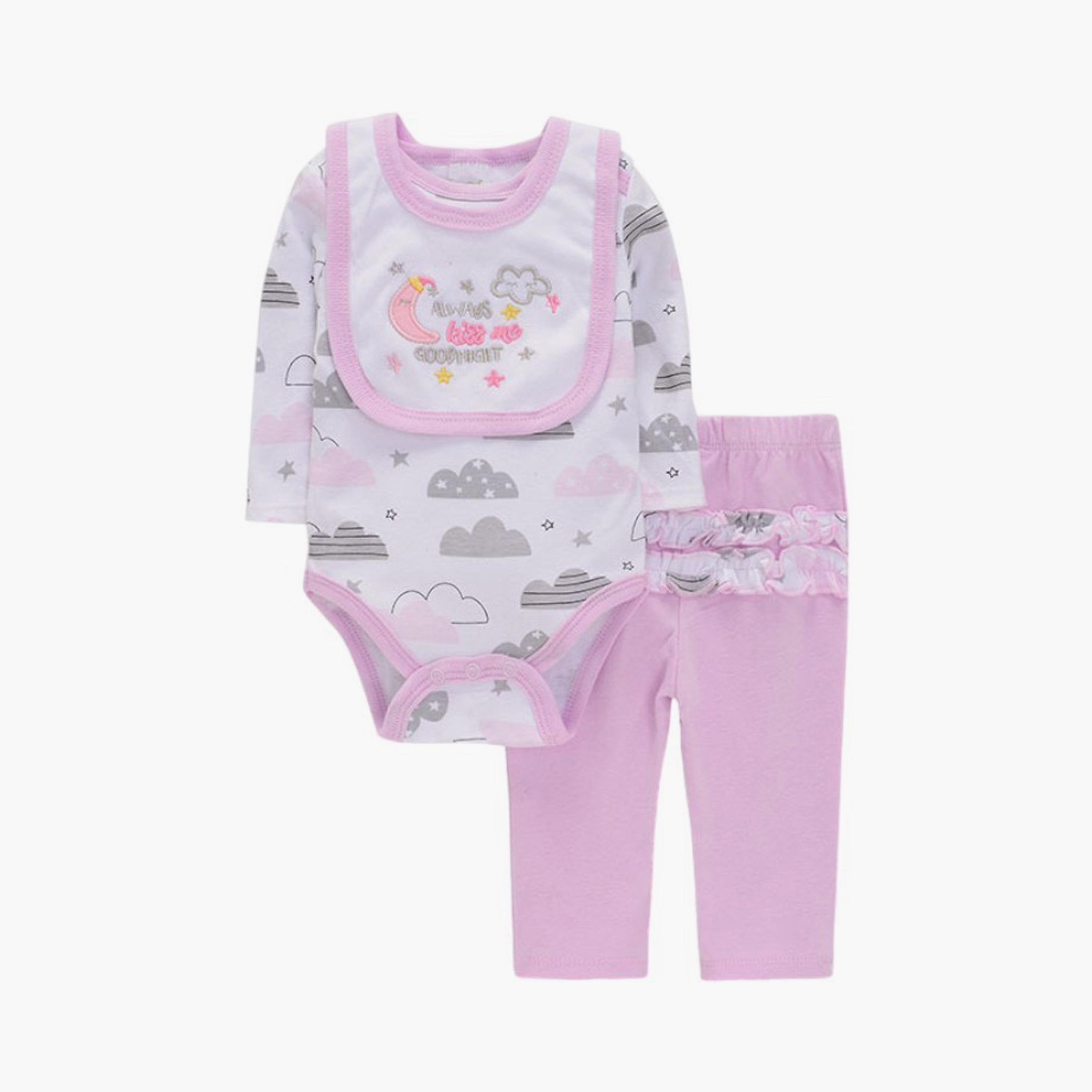 مجموعة بودي سوت 4 قطع بطبعة سحاب وأكمام طويلة من بامبيميسي-baby-girls-clothing-setsandcoords-image-2