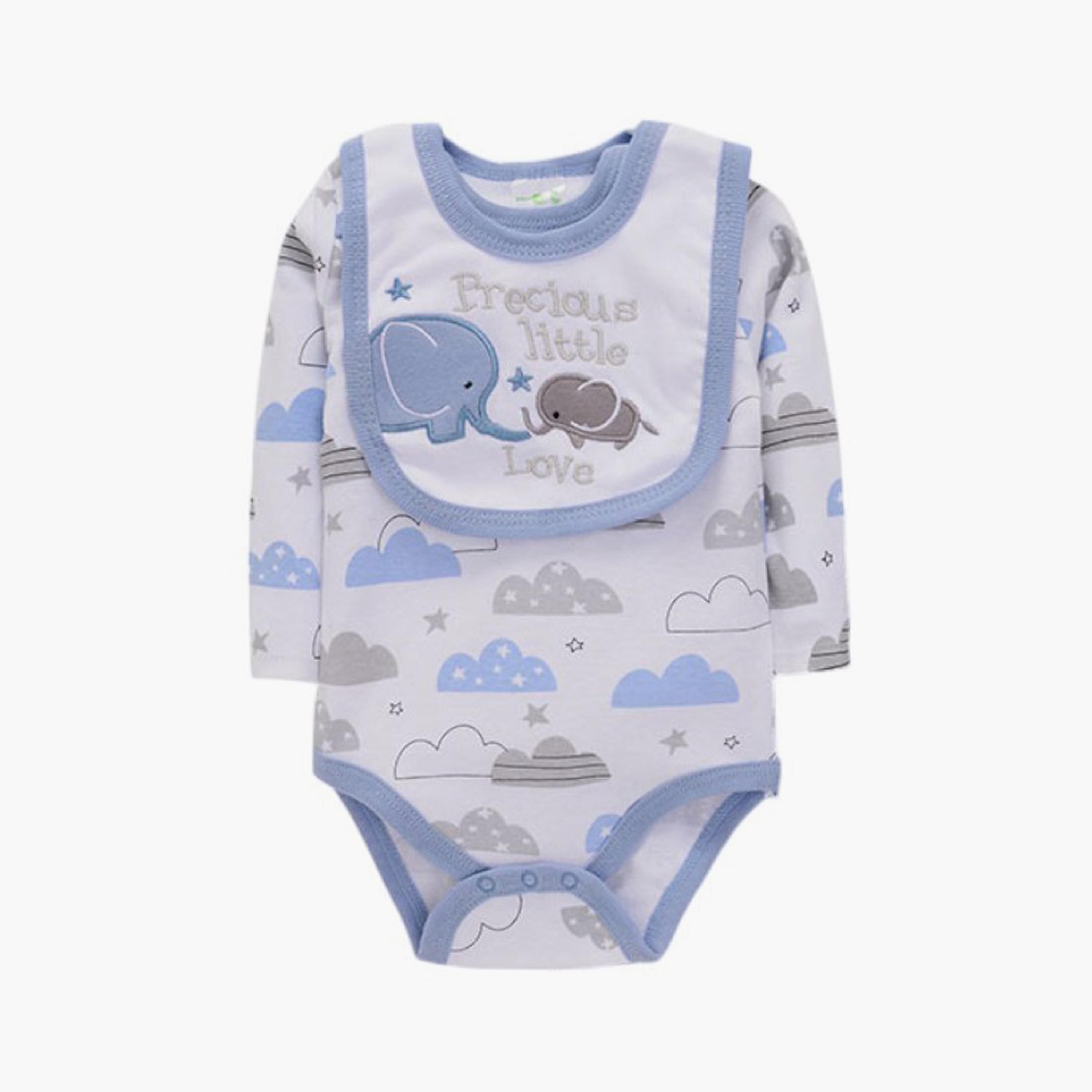 مجموعة بودي سوت 4 قطع بطبعة فيل وأكمام طويلة من بامبيميسي-baby-boys-clothing-setsandcoords-image-5