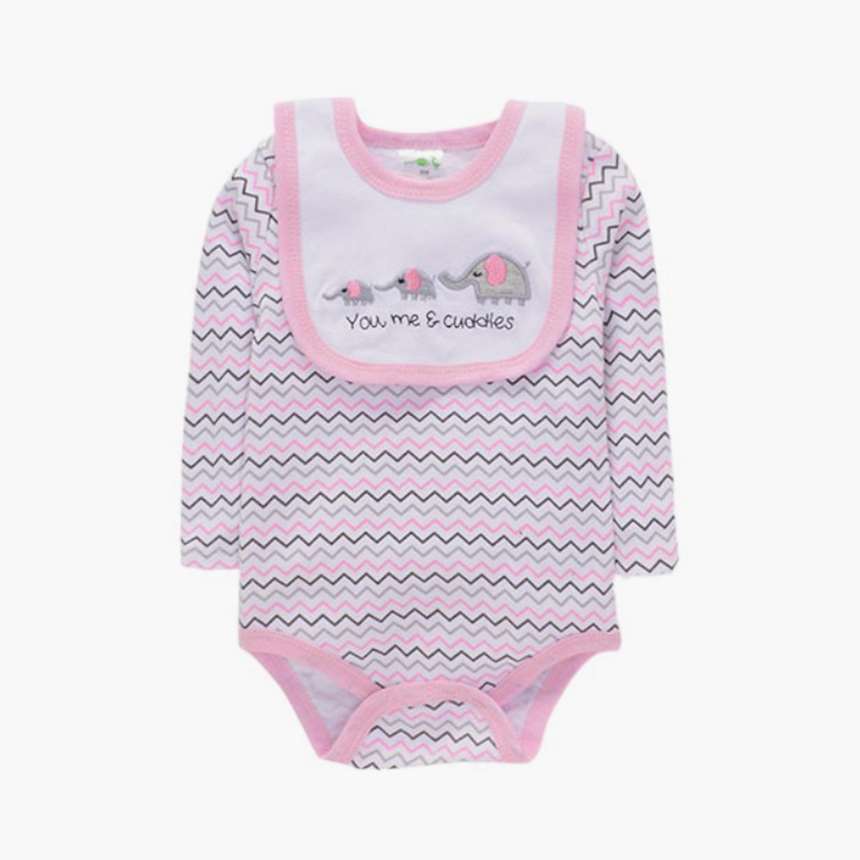 Bambimici 4-Piece Little Elephant Printed Long Sleeves Bodysuit Set-baby-girls-clothing-setsandcoords-image-3