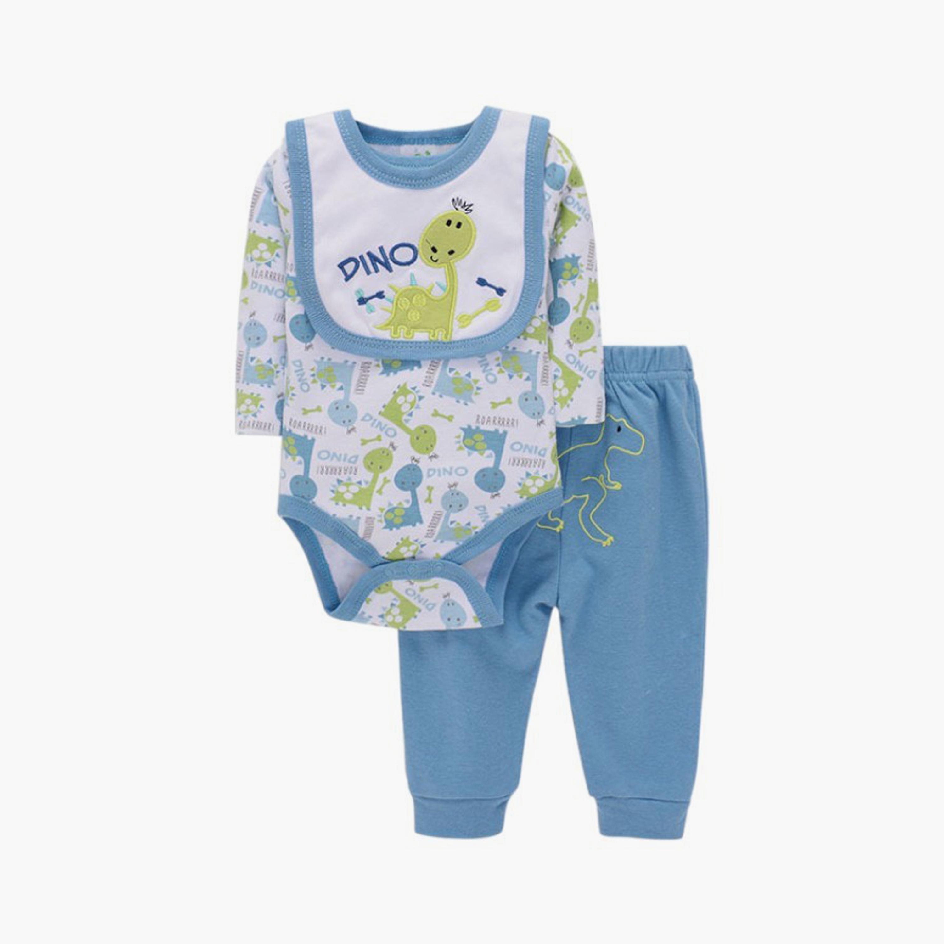 مجموعة بودي سوت 4 قطع بطبعة دينو وأكمام طويلة من بامبيميسي-baby-boys-clothing-setsandcoords-image-2