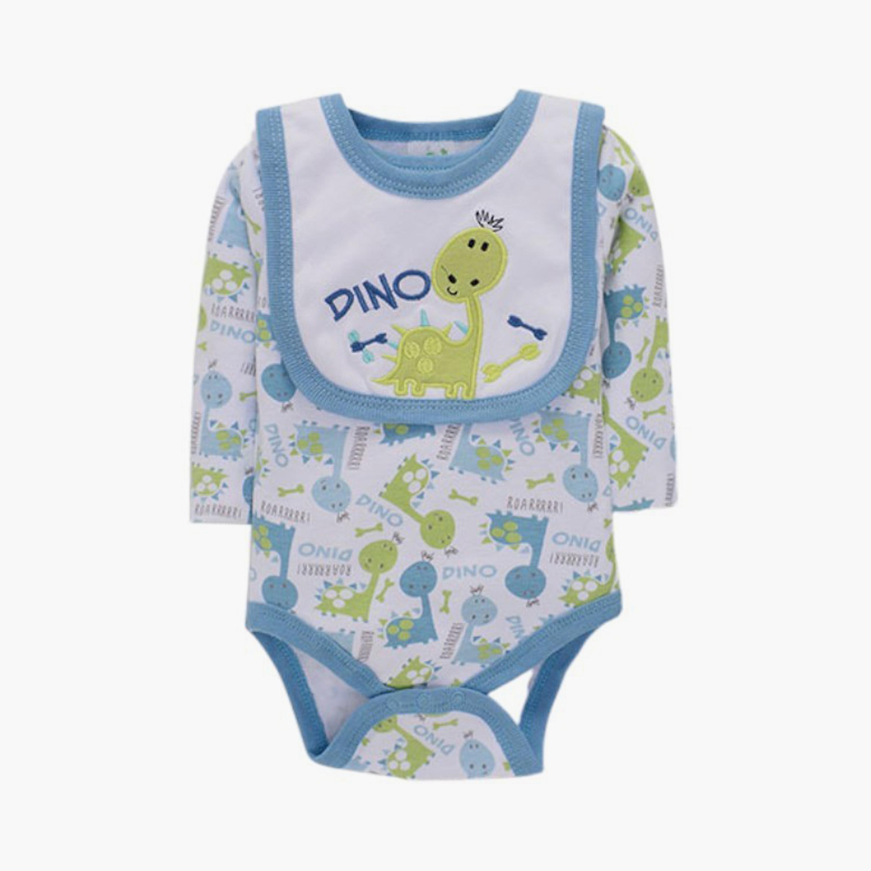مجموعة بودي سوت 4 قطع بطبعة دينو وأكمام طويلة من بامبيميسي-baby-boys-clothing-setsandcoords-image-3