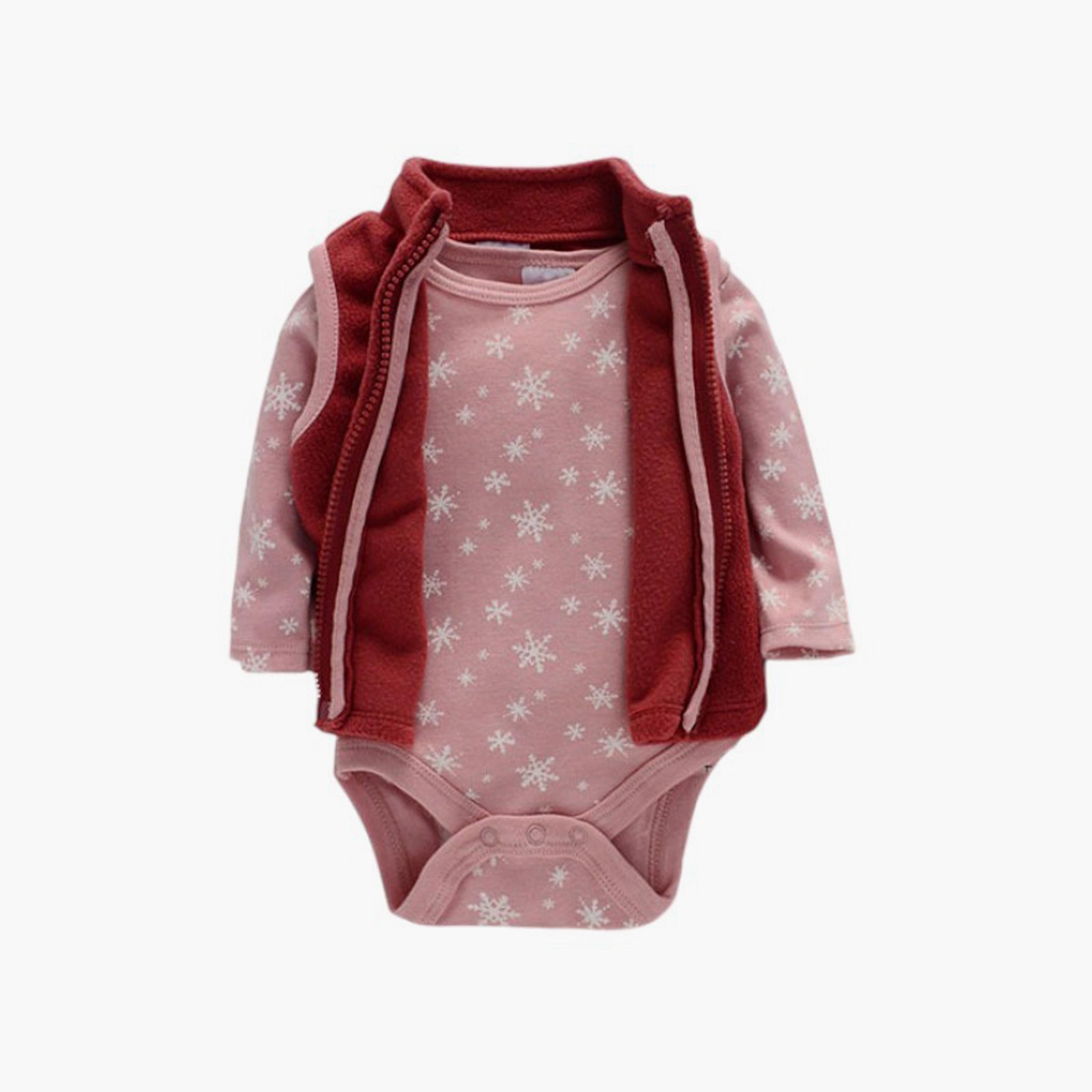 Bambimici 3-Piece Snowflakes Printed Long Sleeves Bodysuit Set-baby-girls-clothing-setsandcoords-image-2