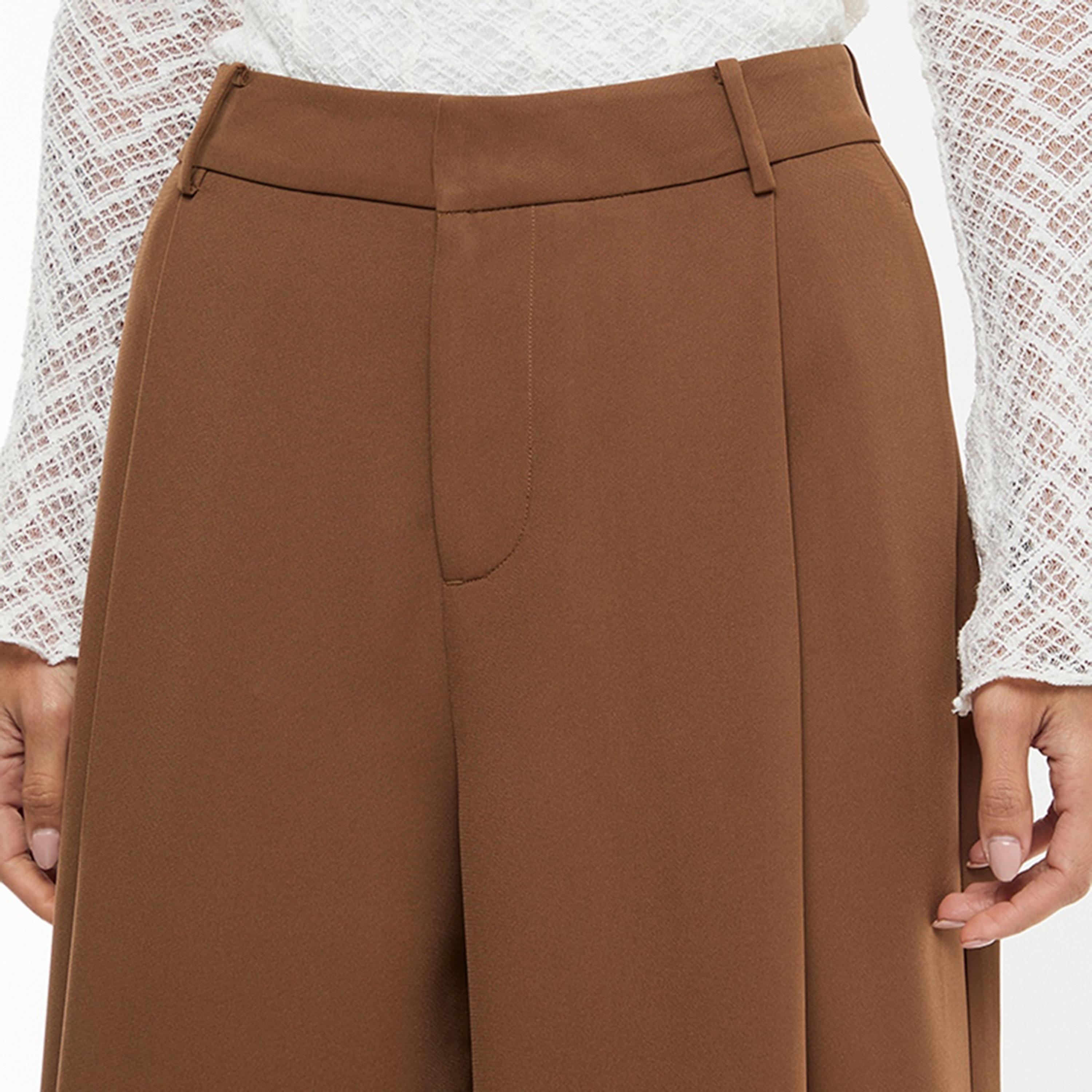 BCBG Brown Pleated Wide Leg Women's Trousers-women-clothing-bottoms-trousers-image-4