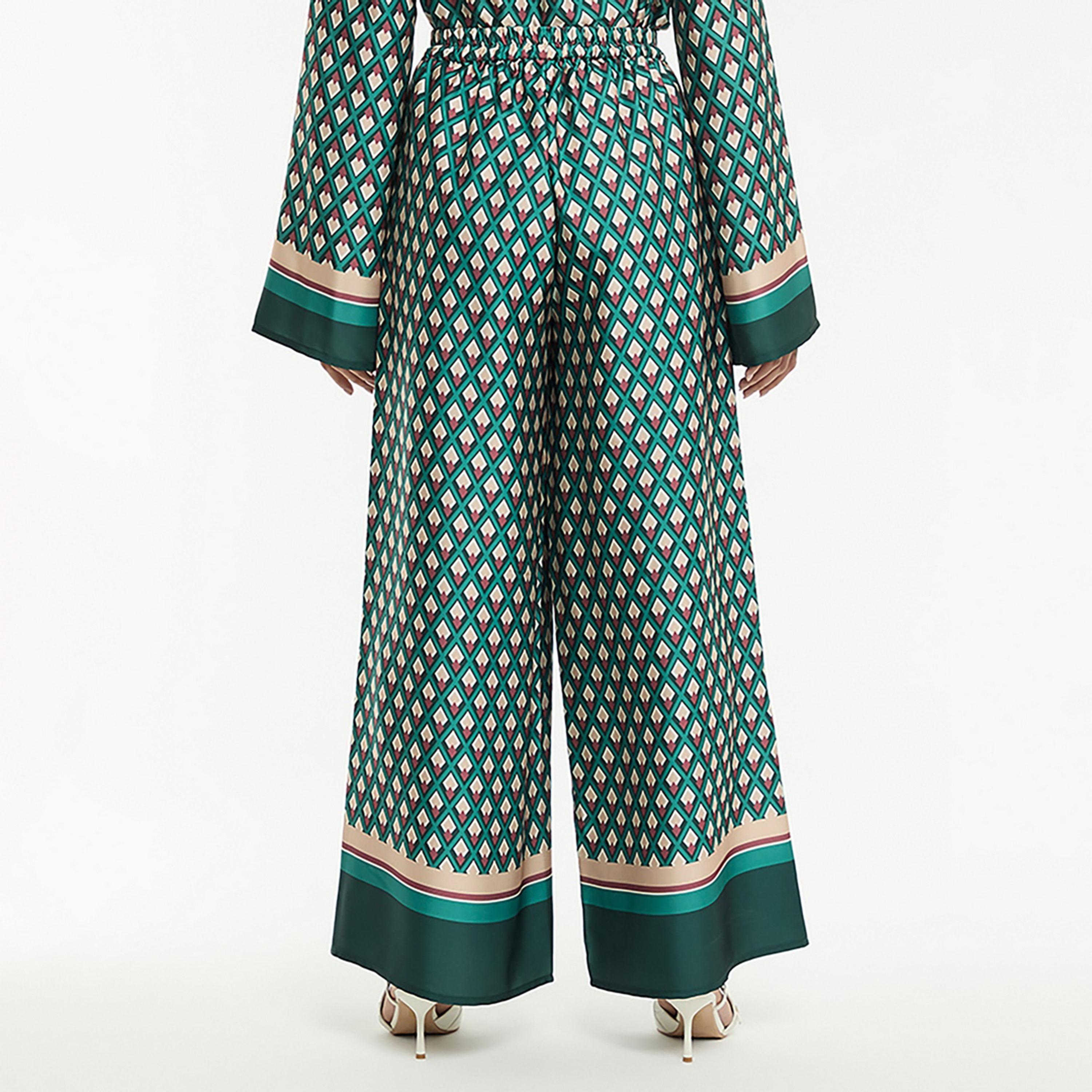 بنطلون نسائي بطبعة كاملة وأرجل واسعة بلون أخضر من بي سي بي جي-women-clothing-bottoms-trousers-image-3