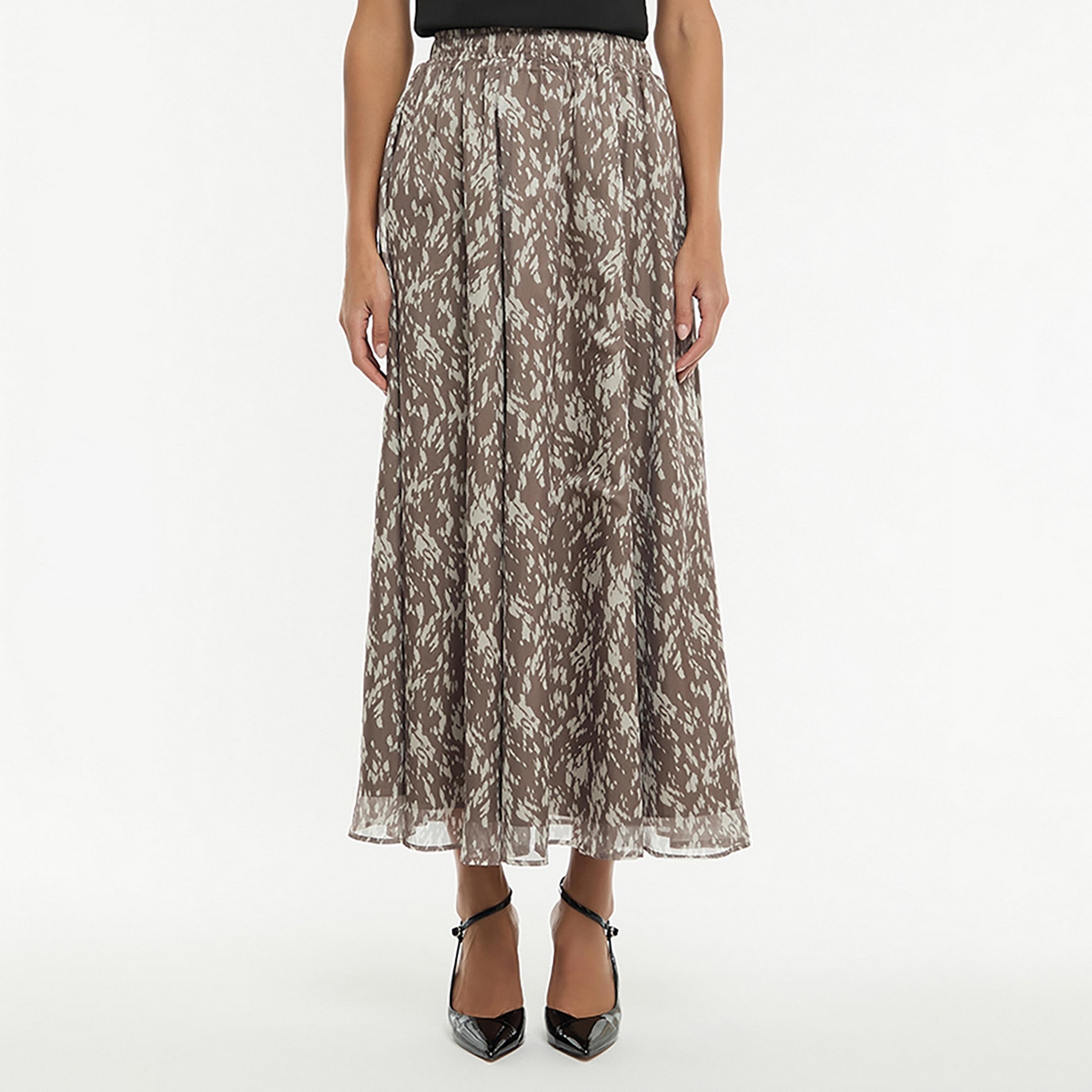 BCBG Brown Printed Flared Women's Midi Skirt-women-clothing-bottoms-skirts-image-1