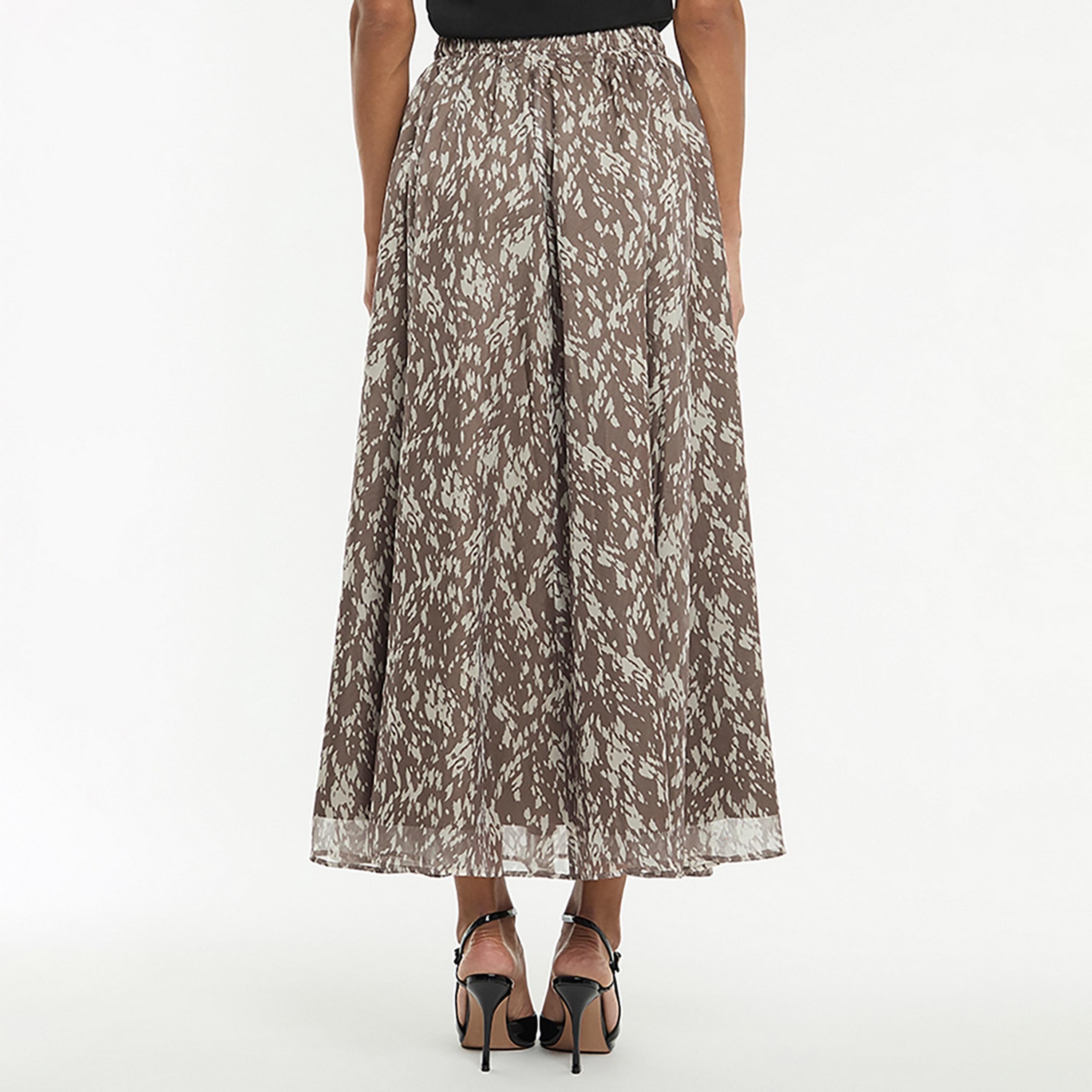 BCBG Brown Printed Flared Women's Midi Skirt-women-clothing-bottoms-skirts-image-4