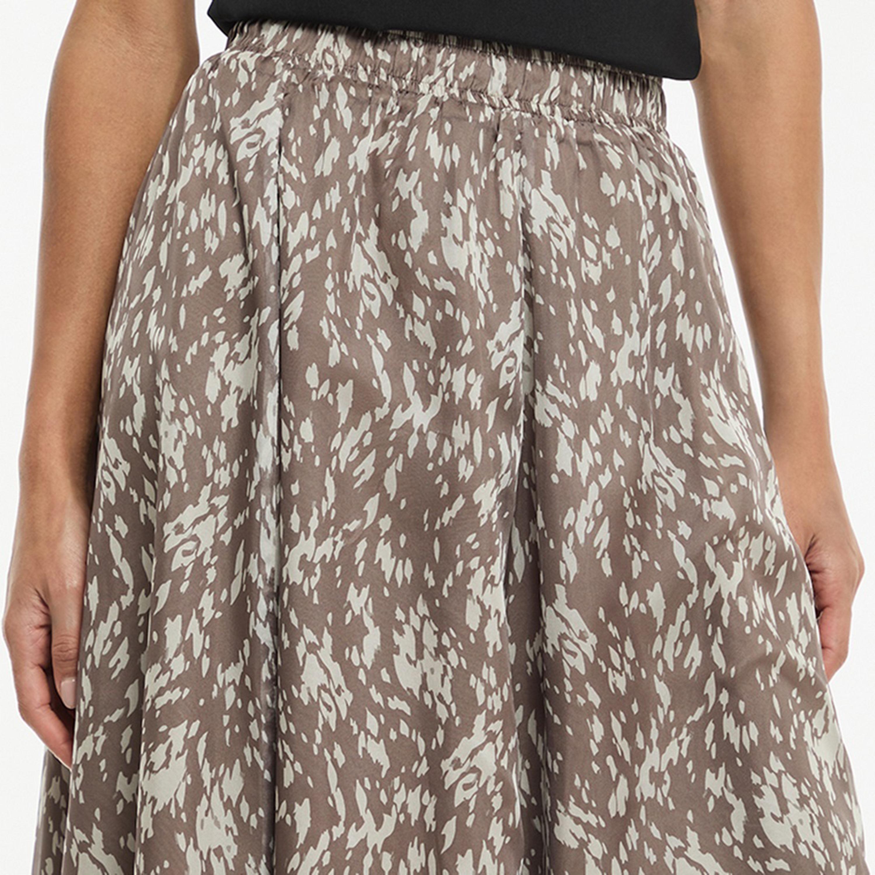 BCBG Brown Printed Flared Women's Midi Skirt-women-clothing-bottoms-skirts-image-5