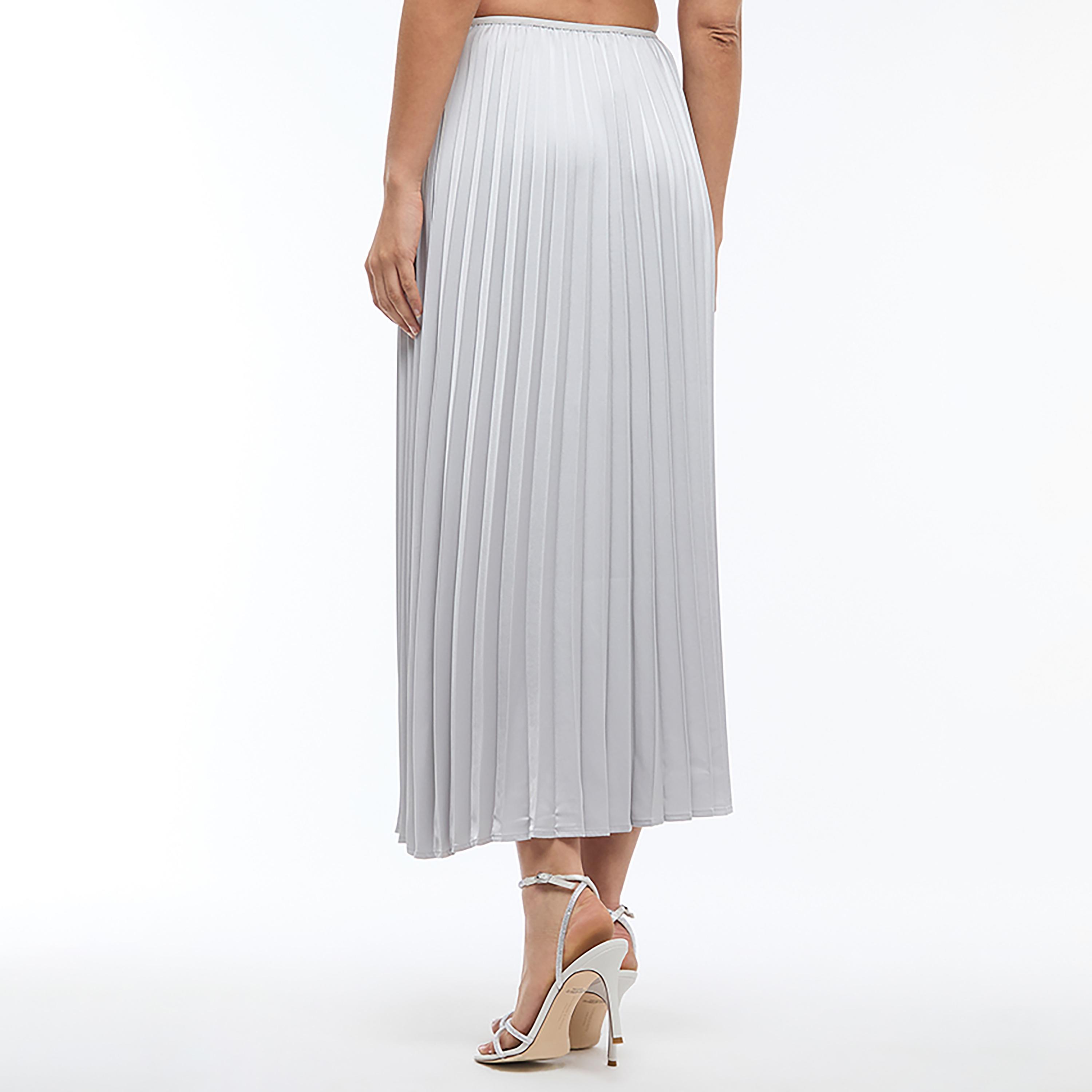 BCBG Silver Metallic Pleated Women's Midaxi Skirt-women-clothing-bottoms-skirts-image-4