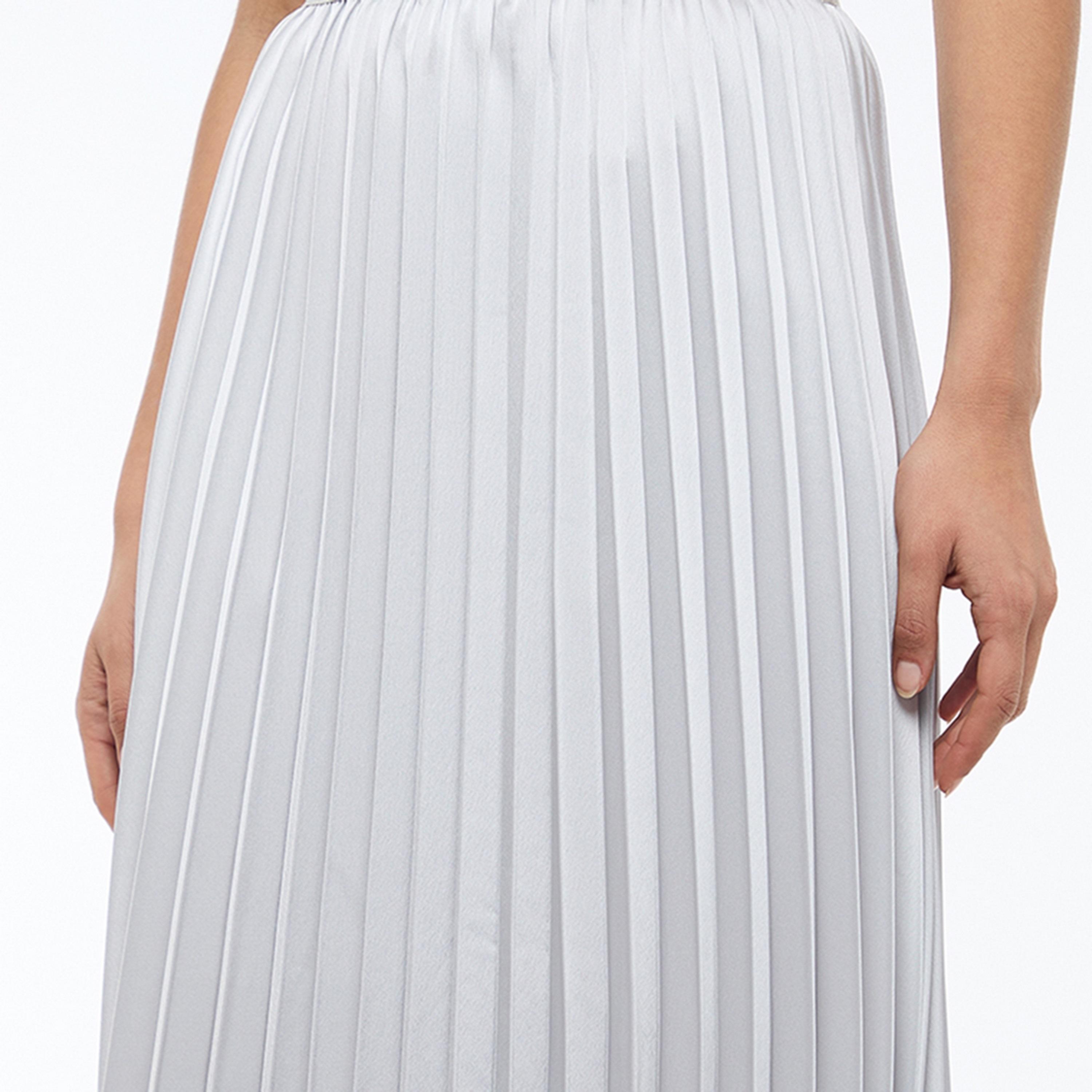 BCBG Silver Metallic Pleated Women's Midaxi Skirt-women-clothing-bottoms-skirts-image-5
