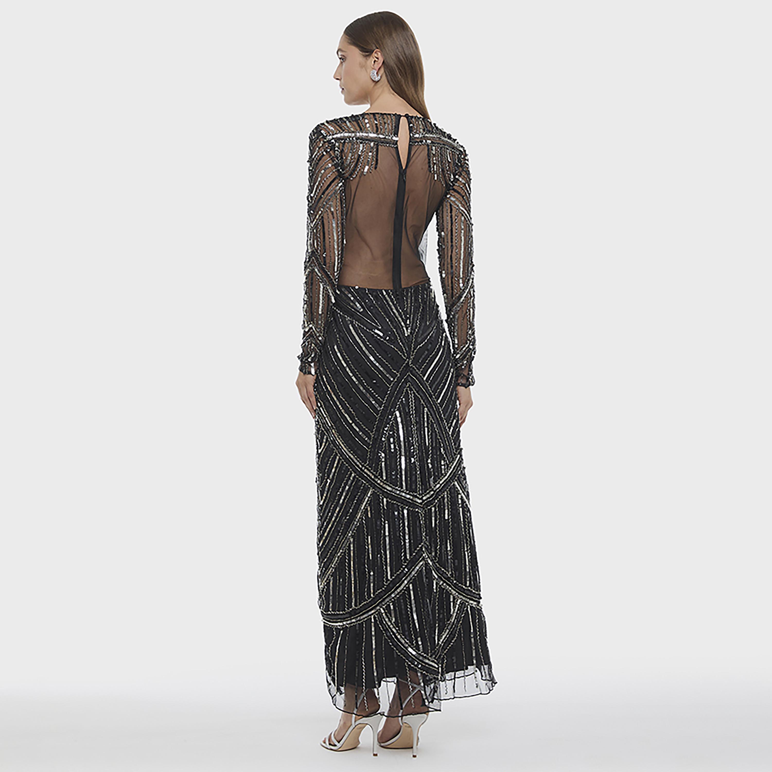 فستان سهرة ماكسي نسائي بتطريز ترتر وفتحة أمامية من بي سي بي جي-women-clothing-dresses-image-3