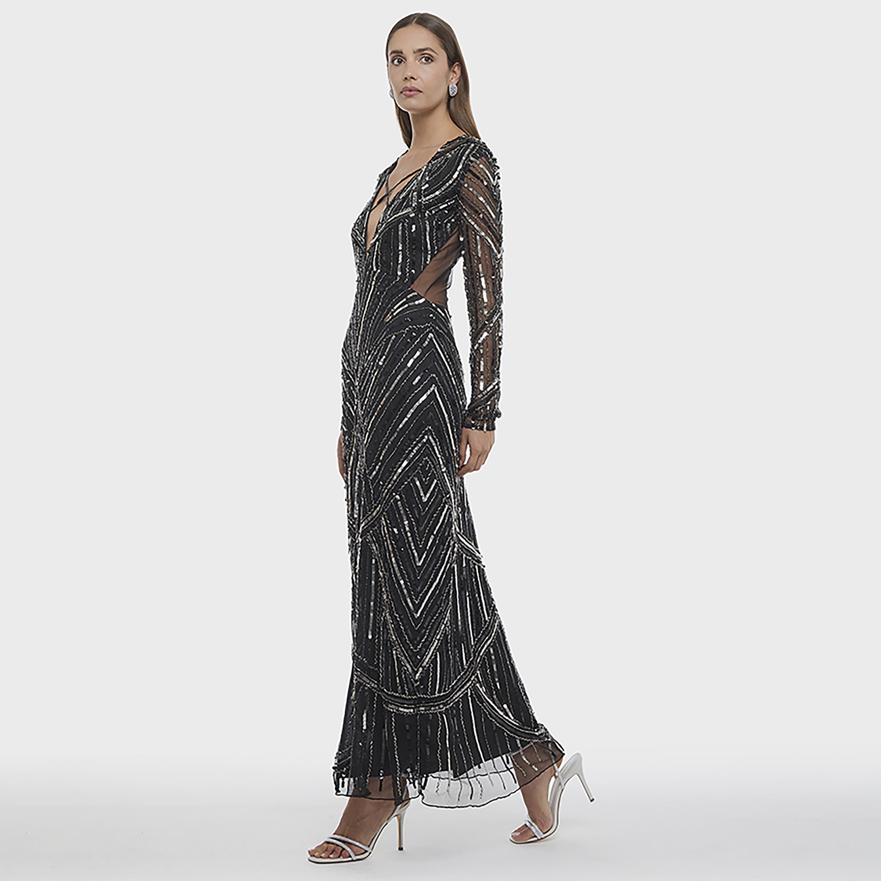 فستان سهرة ماكسي نسائي بتطريز ترتر وفتحة أمامية من بي سي بي جي-women-clothing-dresses-image-5