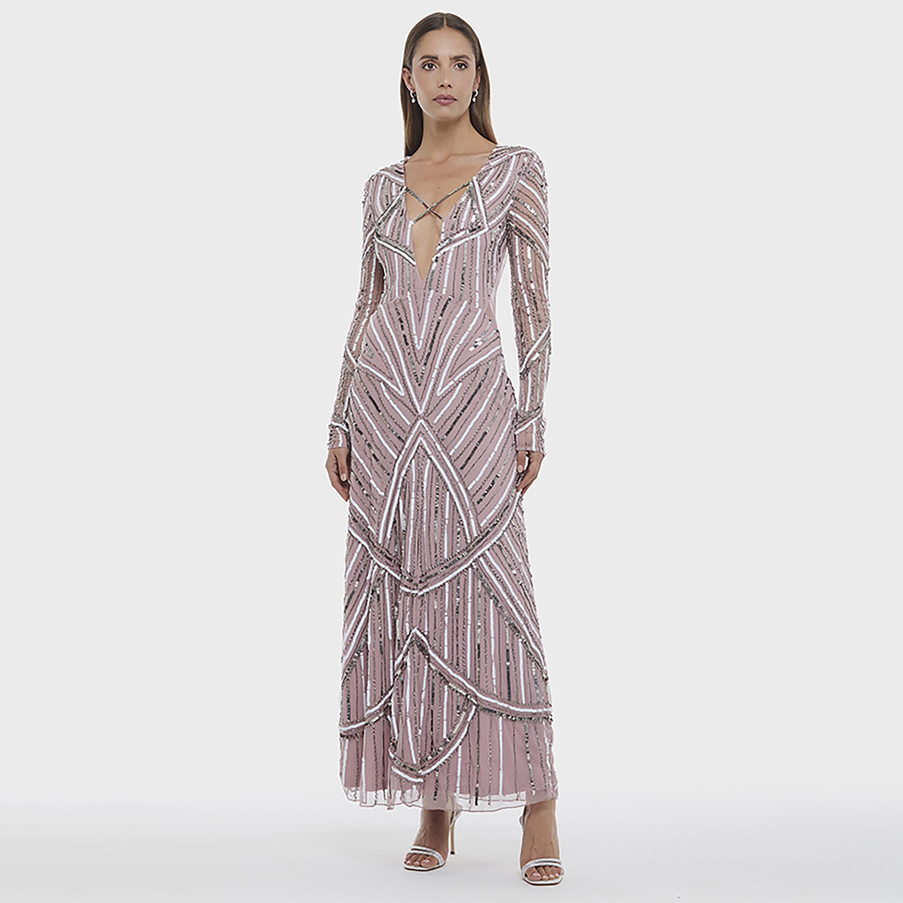 فستان سهرة ماكسي نسائي بتطريز ترتر وفتحة أمامية من بي سي بي جي-women-clothing-dresses-image-6