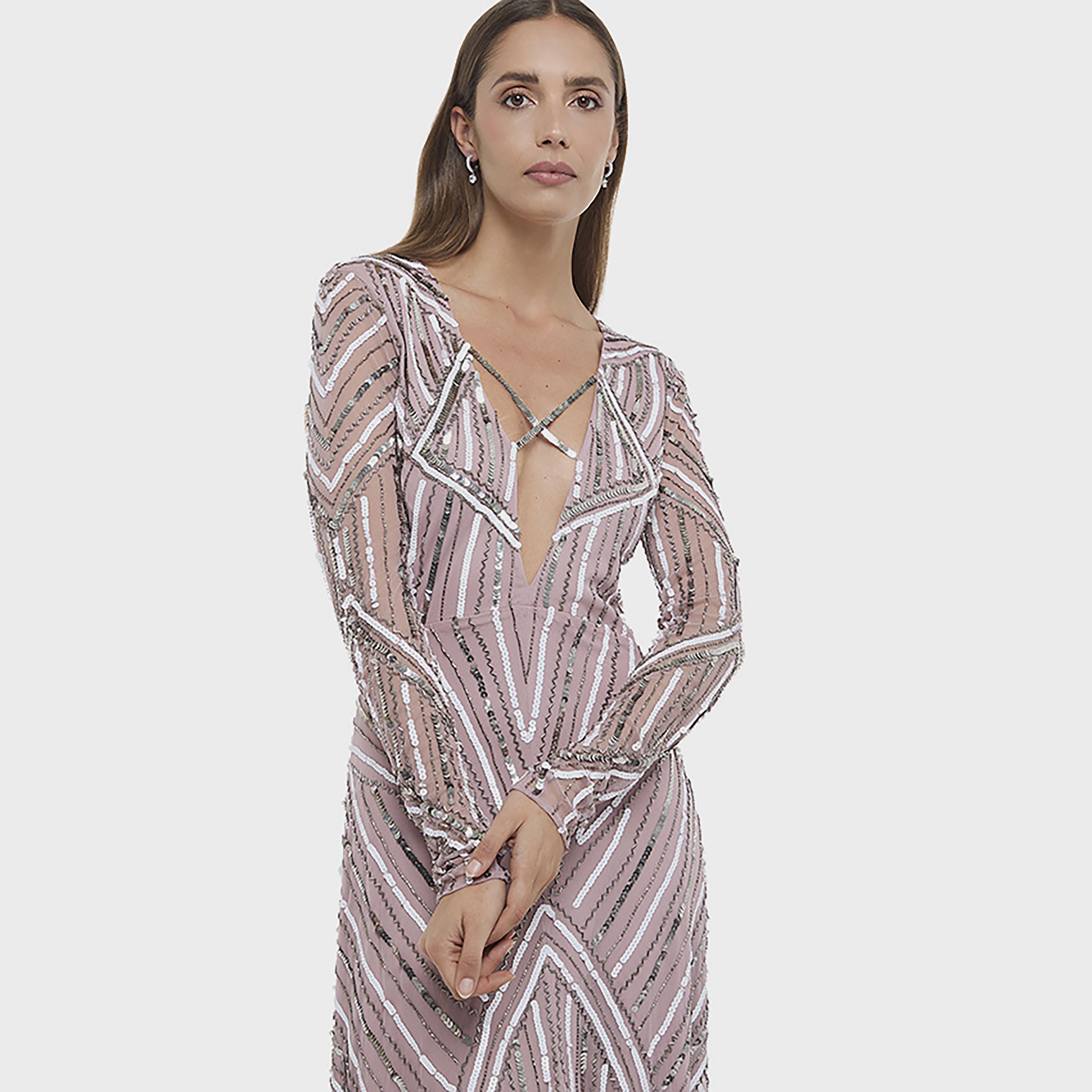 فستان سهرة ماكسي نسائي بتطريز ترتر وفتحة أمامية من بي سي بي جي-women-clothing-dresses-image-9