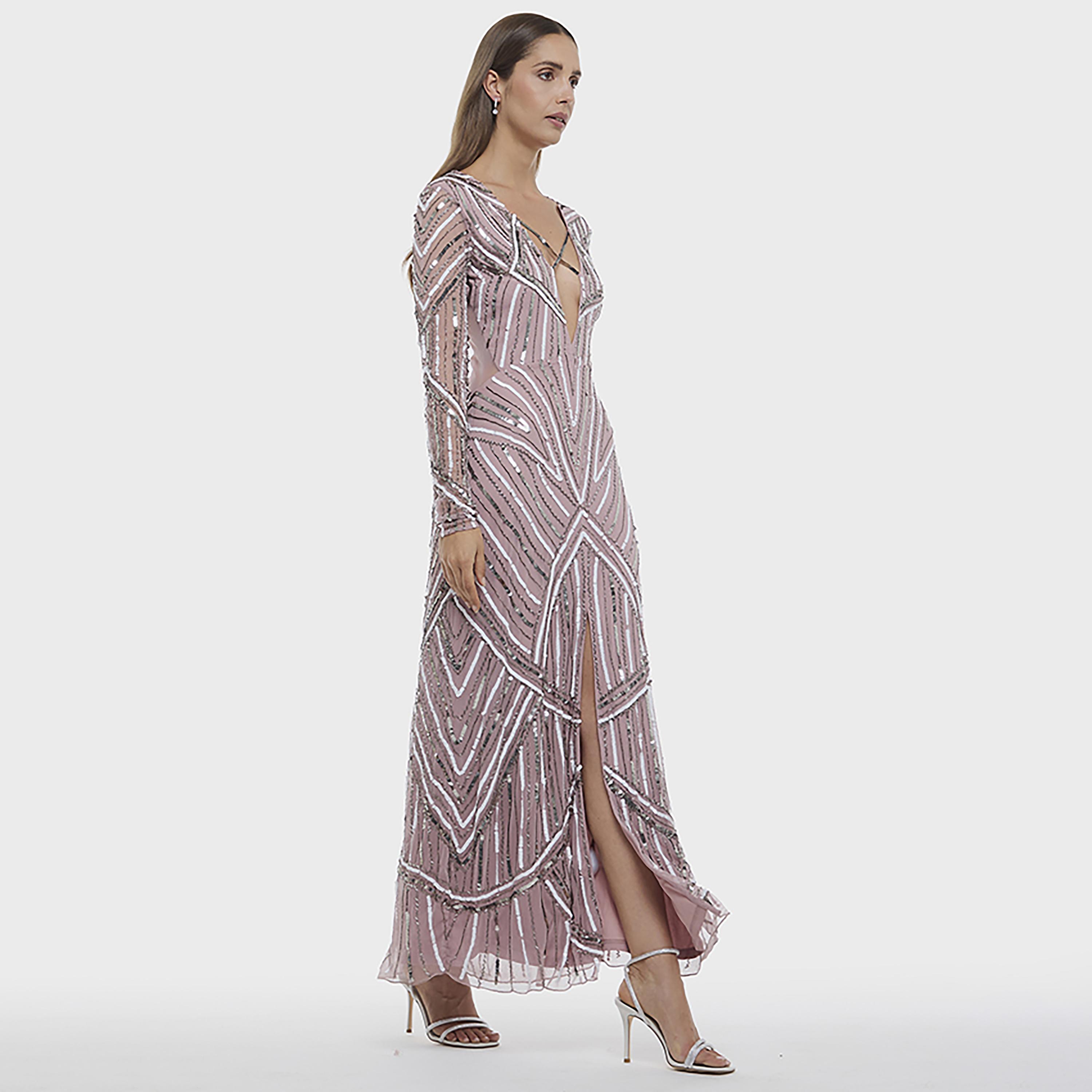 فستان سهرة ماكسي نسائي بتطريز ترتر وفتحة أمامية من بي سي بي جي-women-clothing-dresses-image-10