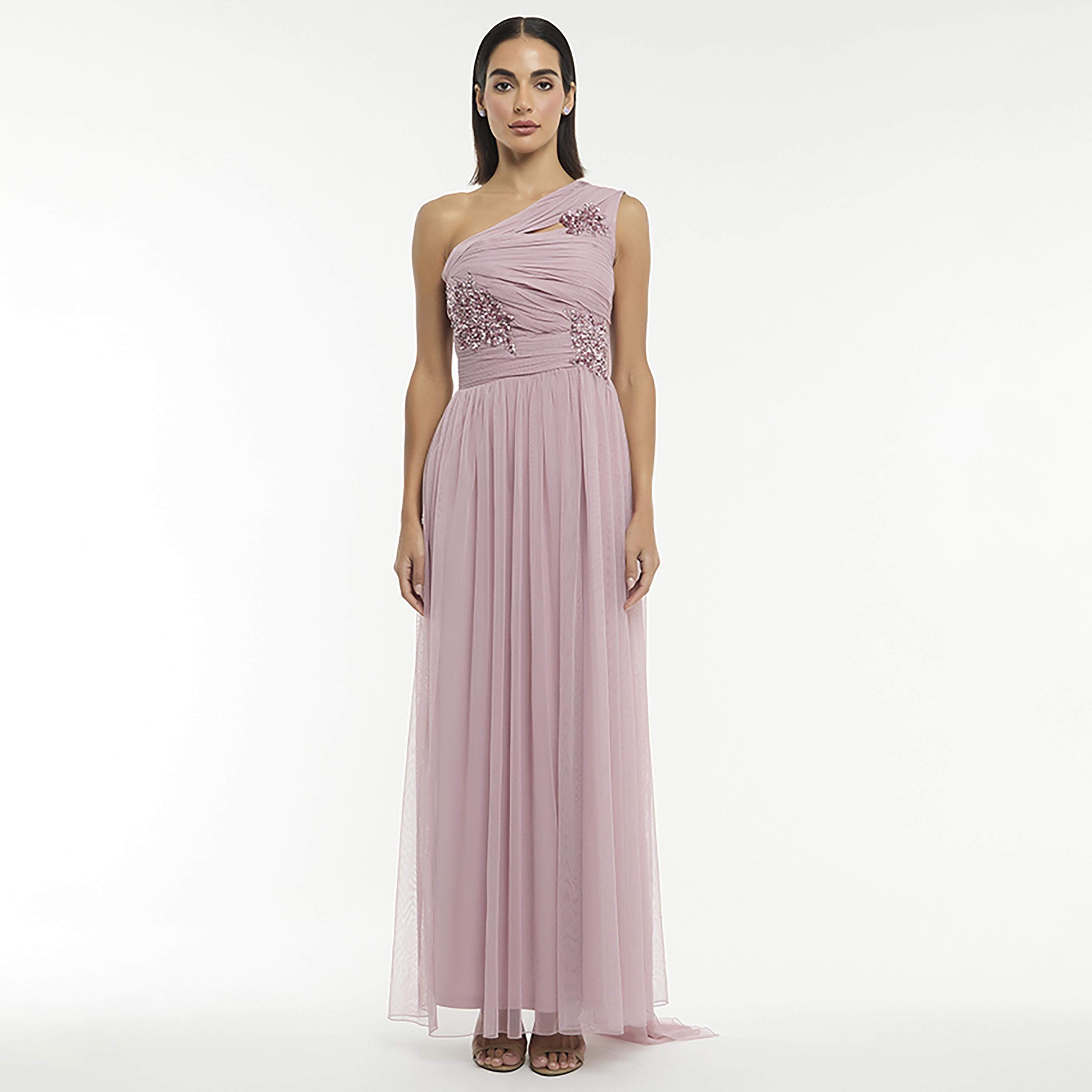 BCBG Sequins One Shoulder Women's Evening Maxi Dress-women-clothing-dresses-image-1