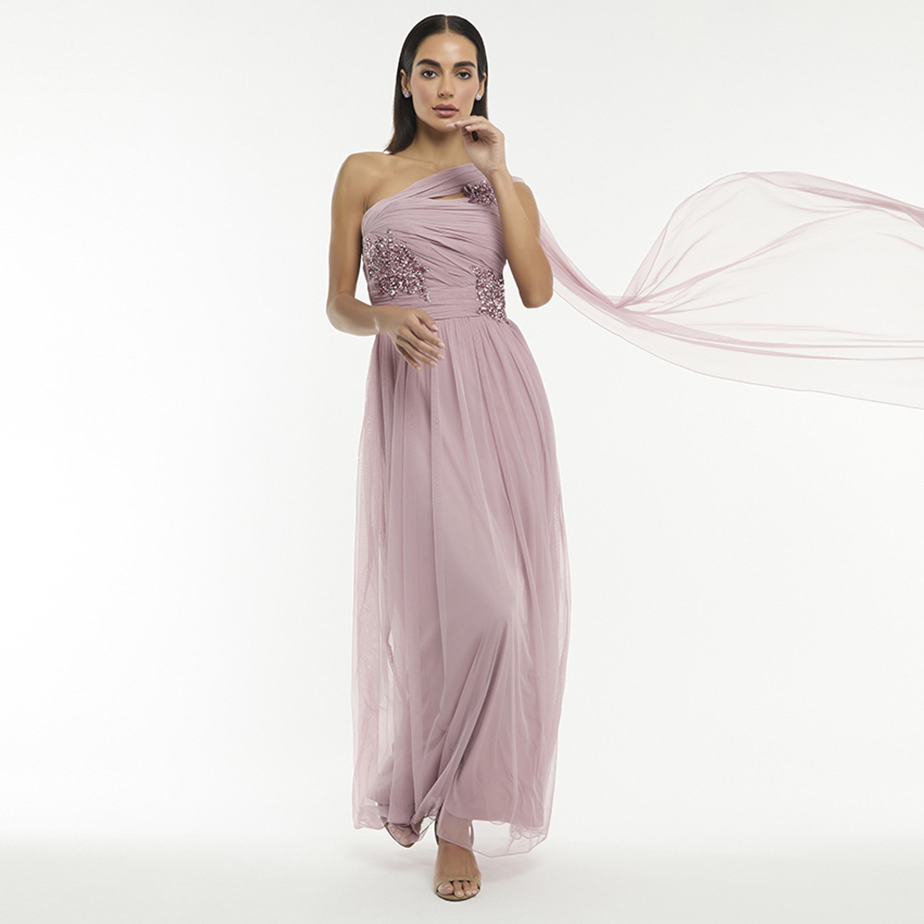 BCBG Sequins One Shoulder Women's Evening Maxi Dress-women-clothing-dresses-image-2