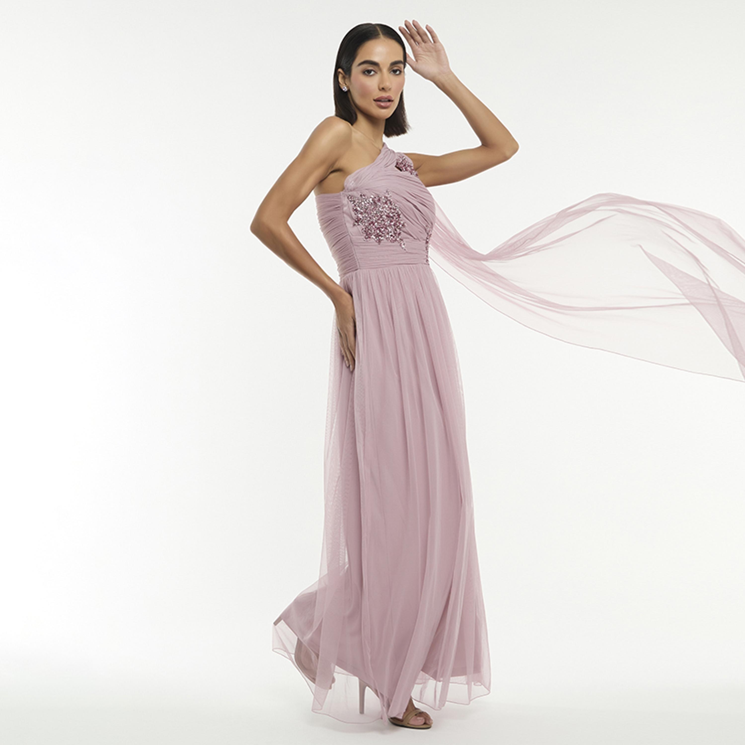 BCBG Sequins One Shoulder Women's Evening Maxi Dress-women-clothing-dresses-image-4