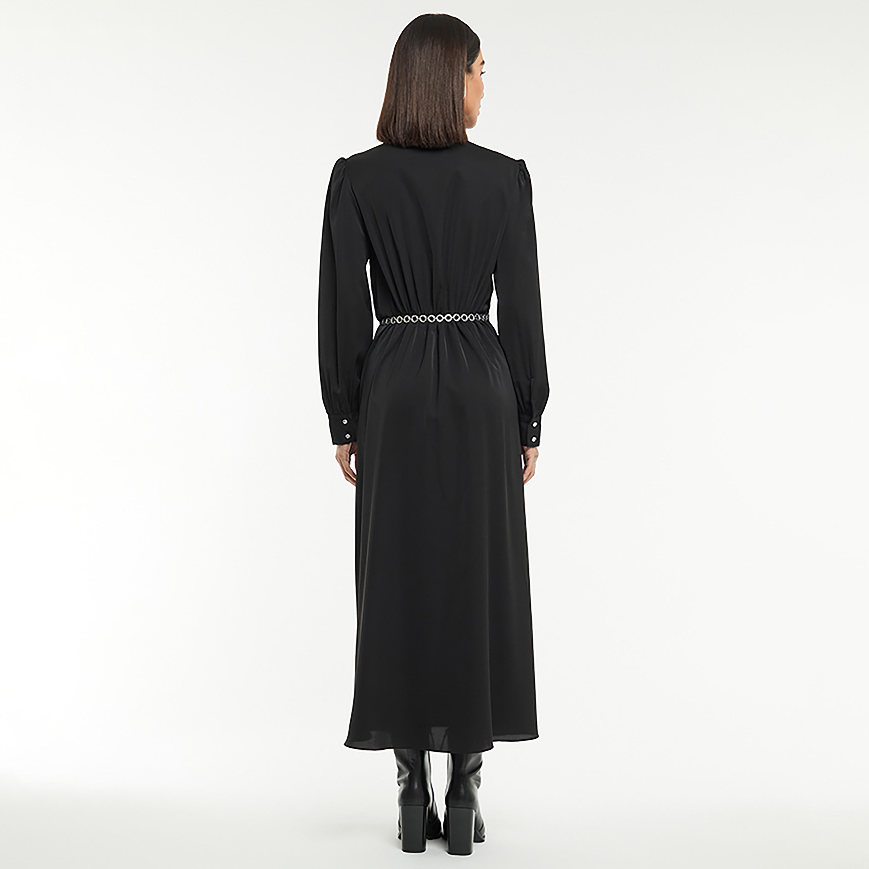BCBG Pleated Puff Sleeves Women's Maxi Dress with Chain Belt-women-clothing-dresses-image-3