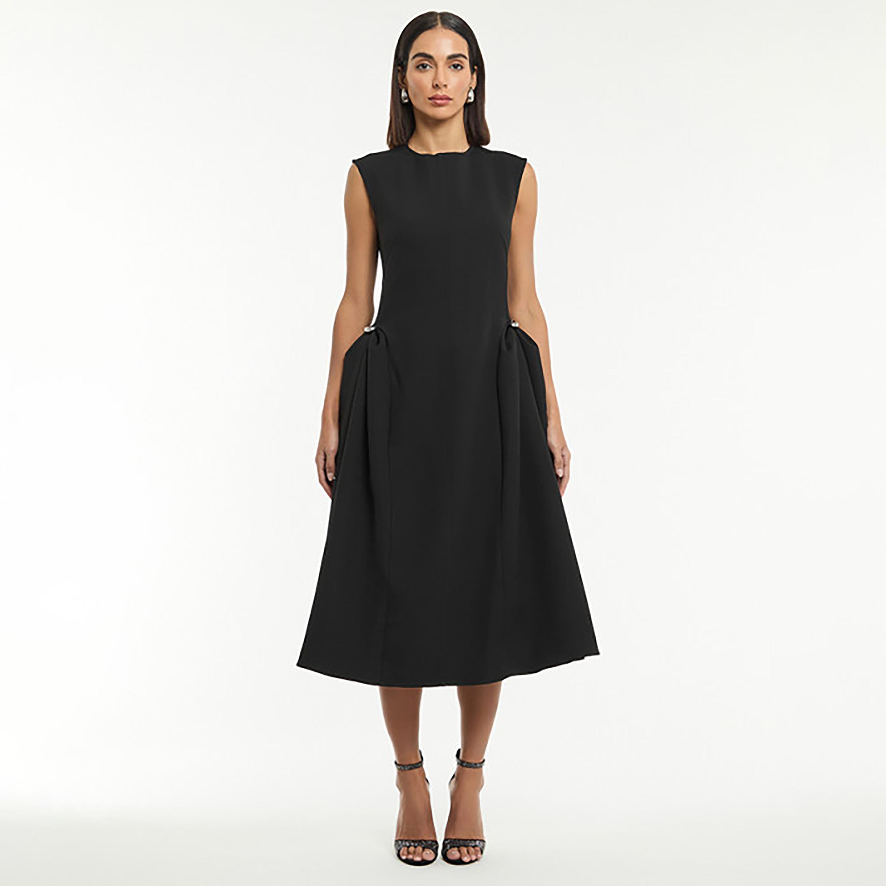 فستان ميدي نسائي قصة "فيت آند فلير" بلون أسود من بي سي بي جي-women-clothing-dresses-image-1