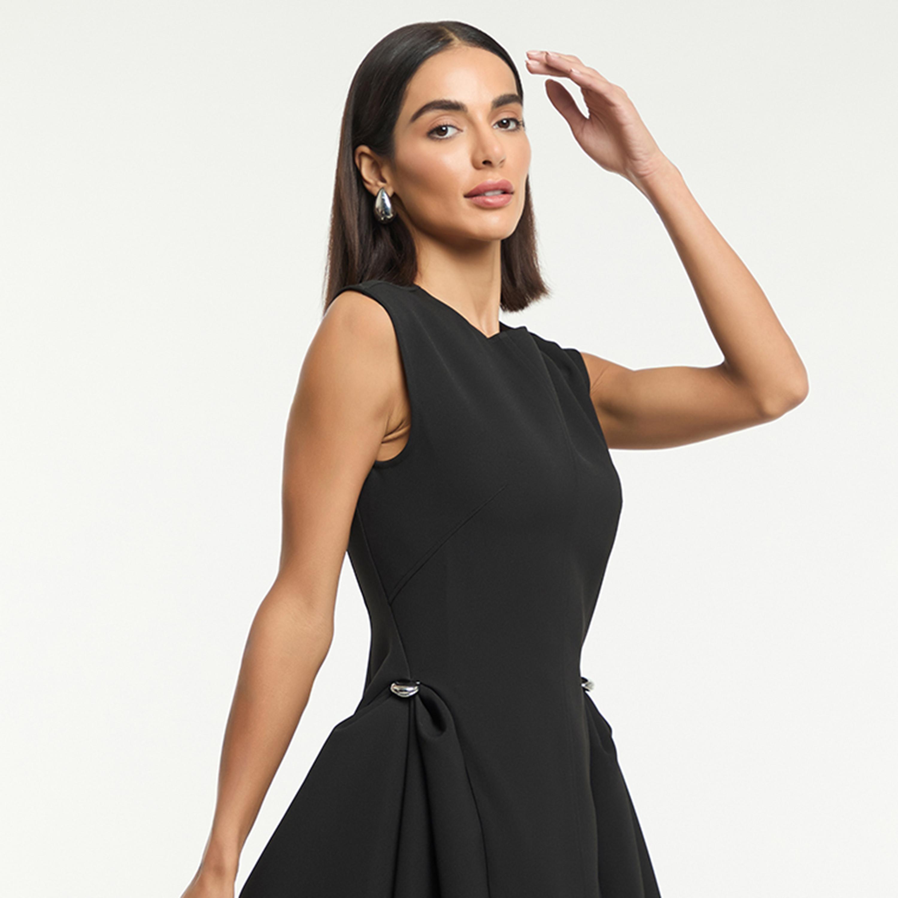 فستان ميدي نسائي قصة "فيت آند فلير" بلون أسود من بي سي بي جي-women-clothing-dresses-image-4