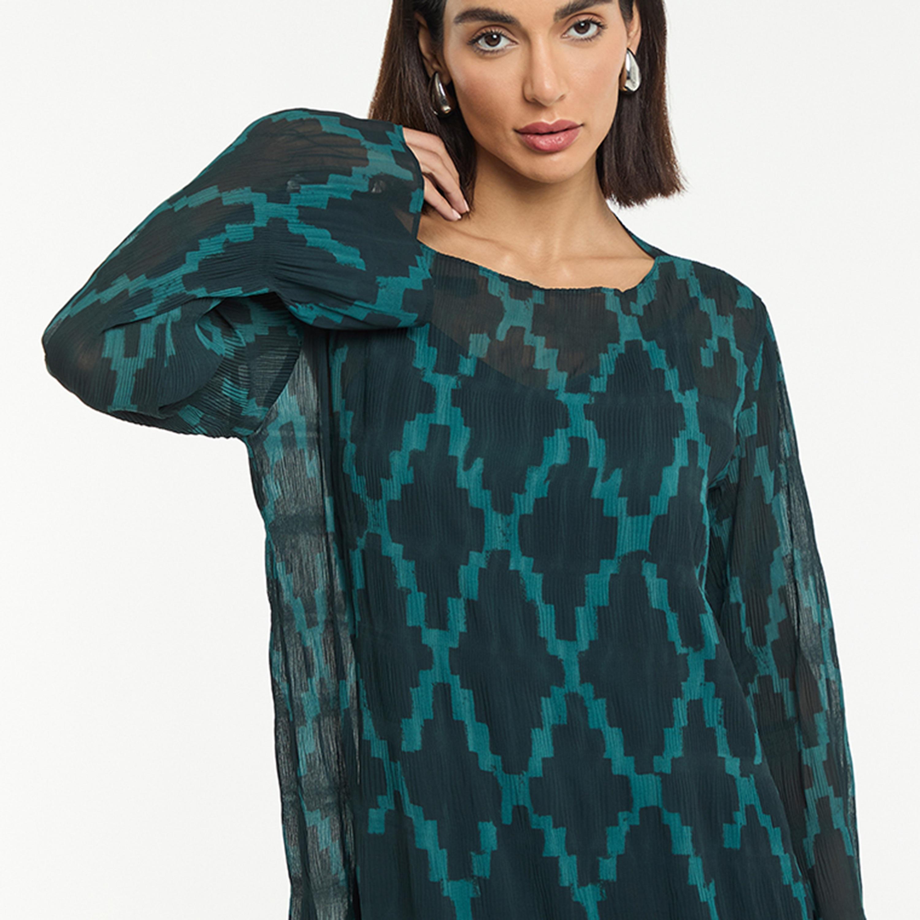 فستان ماكسي نسائي من الشيفون بطبعة هندسية من بي سي بي جي-women-clothing-dresses-image-4