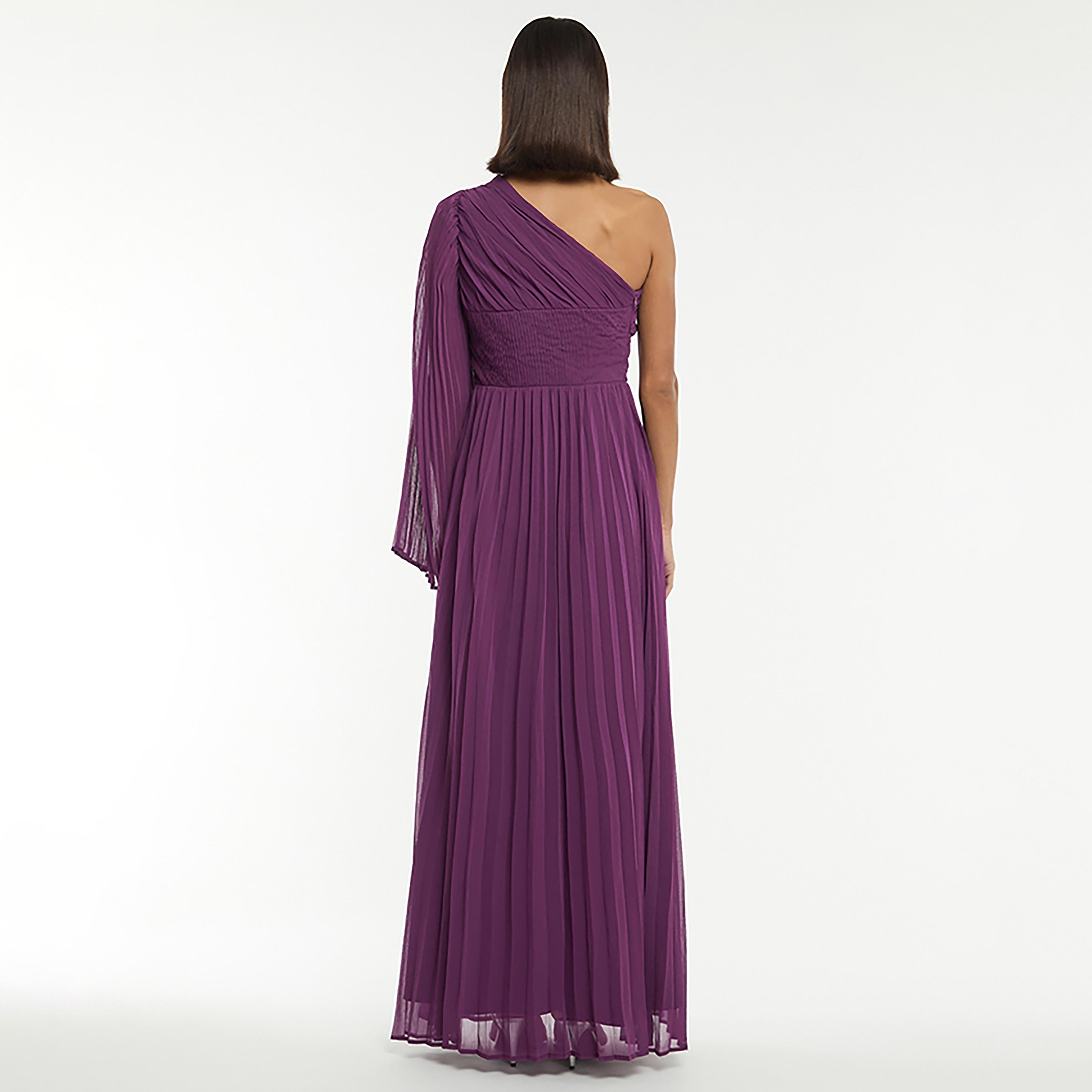 BCBG Purple One Shoulder Pleated Women's Maxi Dress-women-clothing-dresses-image-3