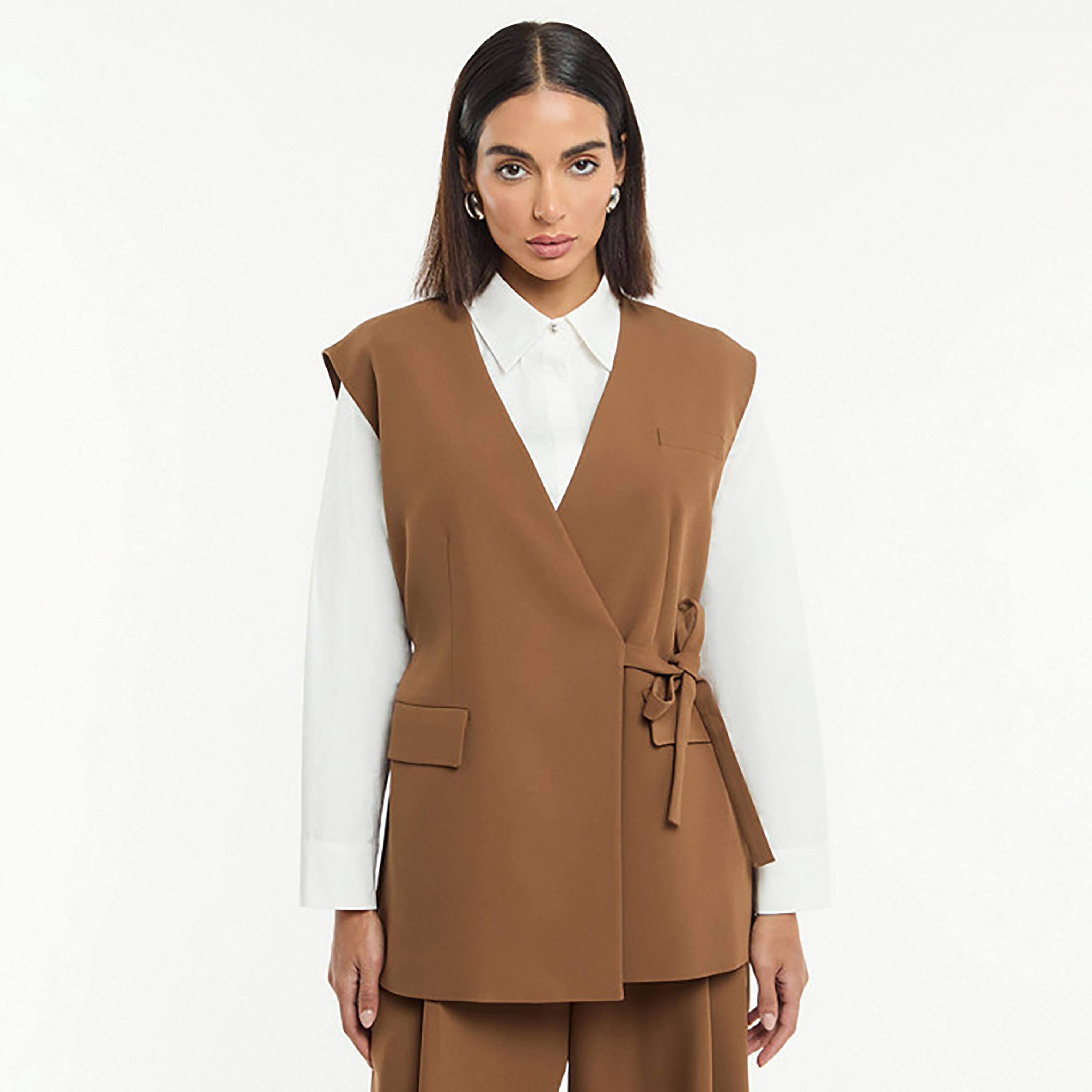 BCBG Browm Oversized Women's Wrap Vest-women-winterwear-coatsandjackets-waistcoats-image-1